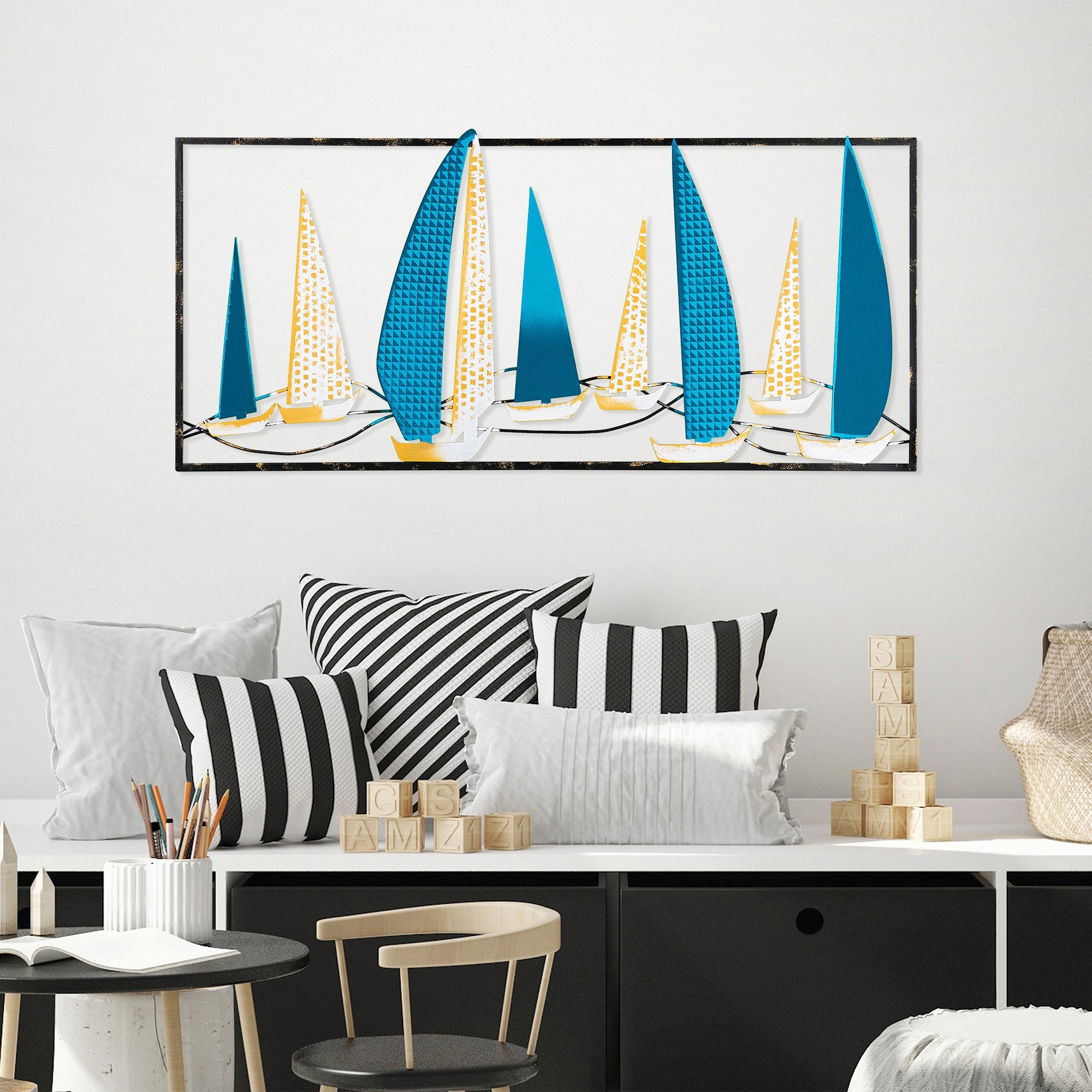 Acessório Decorativo de Parede Yelkenli 2 - Metal Multicolor Artesanal 40x90cm
