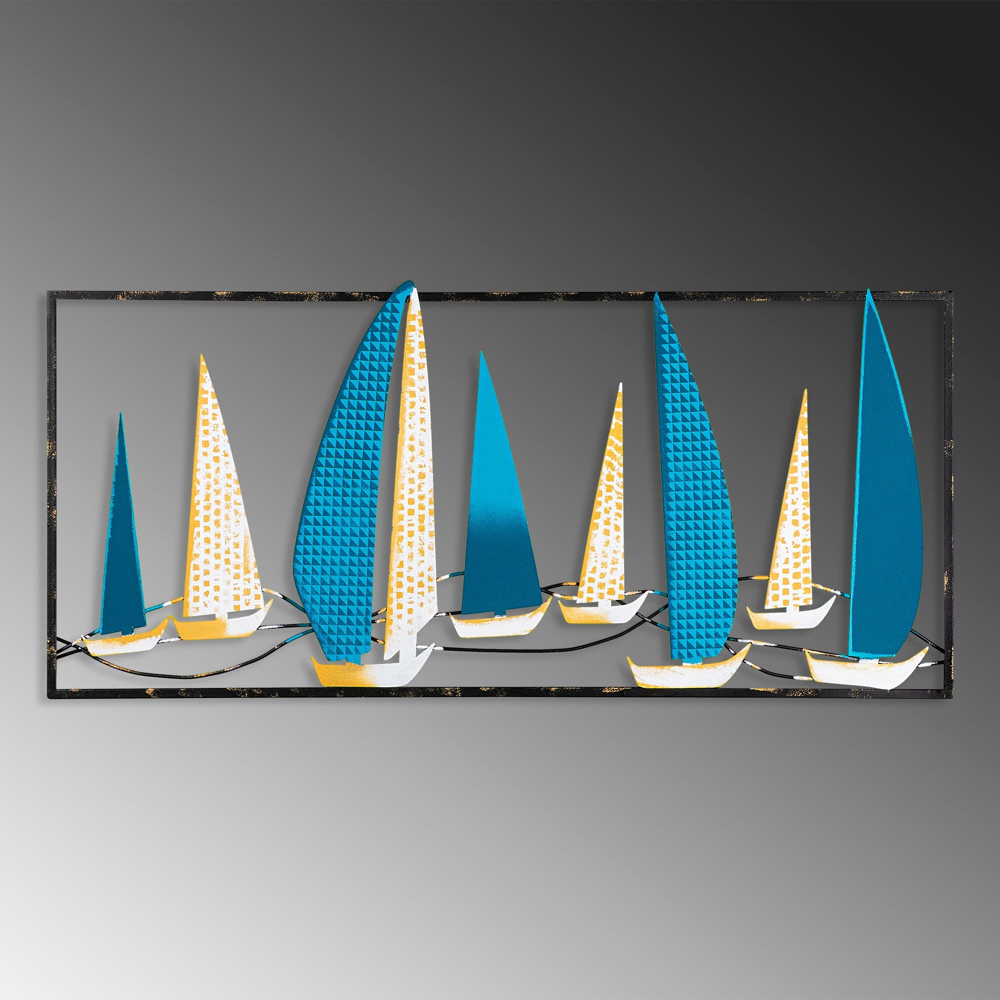 Acessório Decorativo de Parede Yelkenli 2 - Metal Multicolor Artesanal 40x90cm