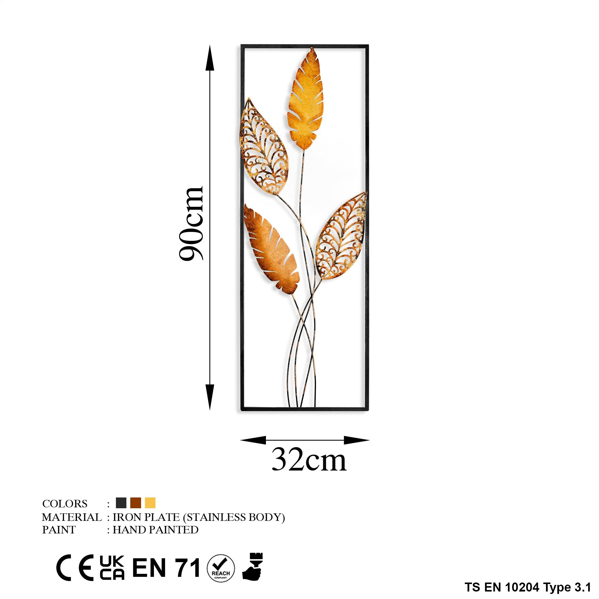 Acessório Decorativo de Parede Timeyi 2 - Metal Multicolor Artesanal 32x90cm