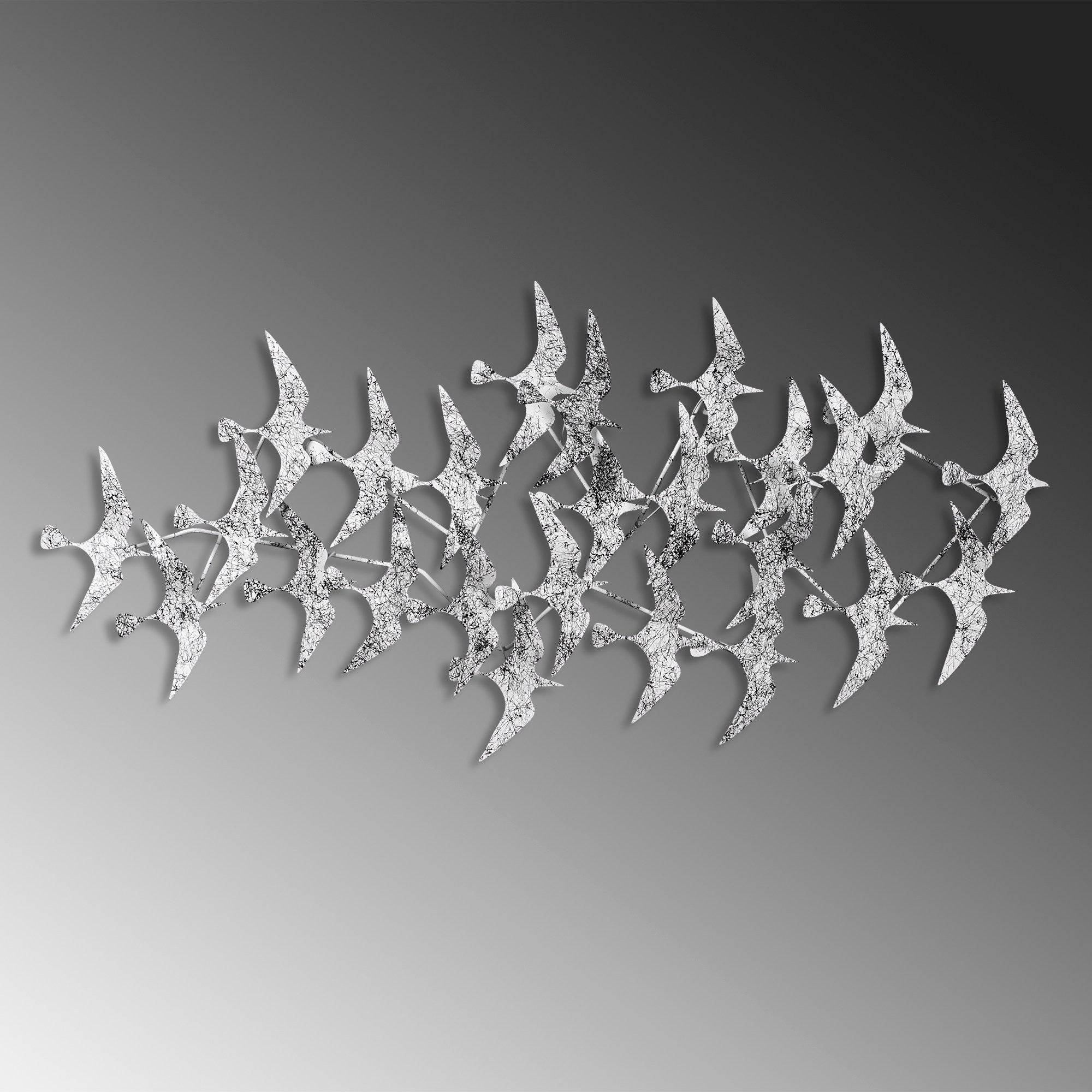 Arte de Parede Metálica Decorativa Martılar 2 - Acessório Multicolor Artesanal 59x124cm