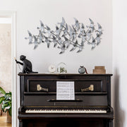 Arte de Parede Metálica Decorativa Martılar 3 - Acessório Multicolor Artesanal 59x124cm