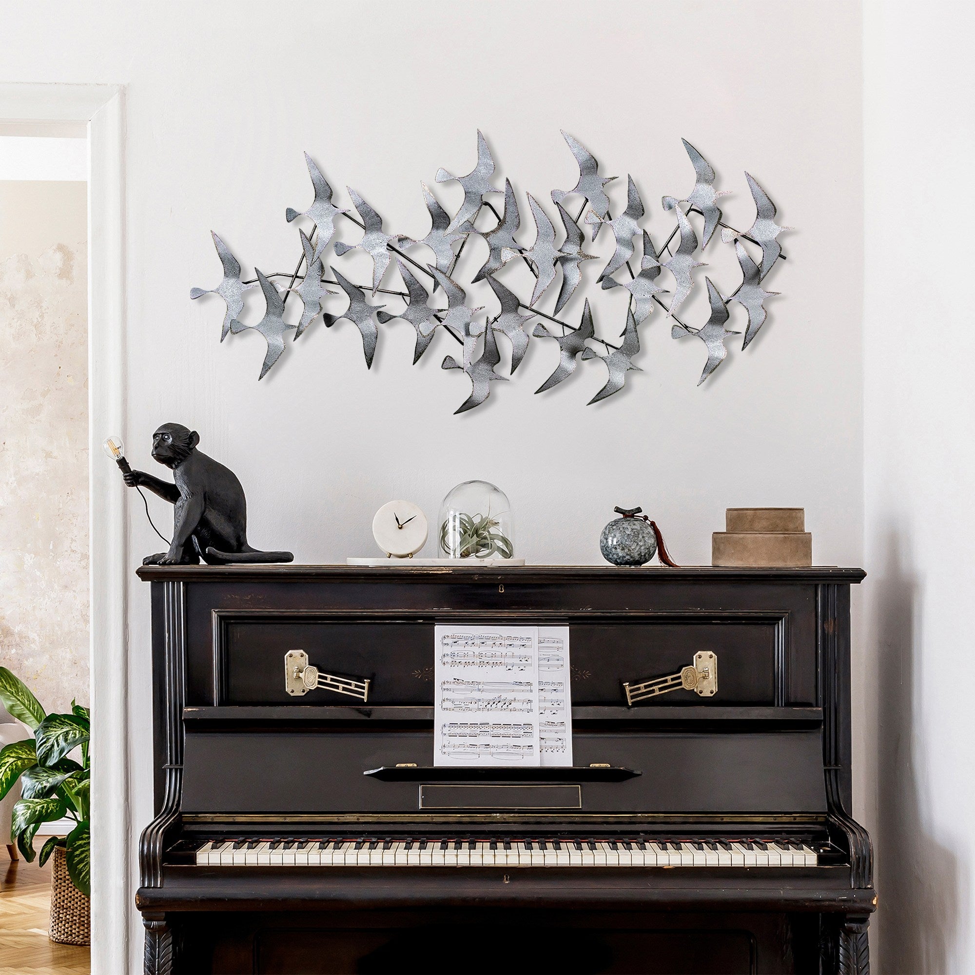 Arte de Parede Metálica Decorativa Martılar 3 - Acessório Multicolor Artesanal 59x124cm