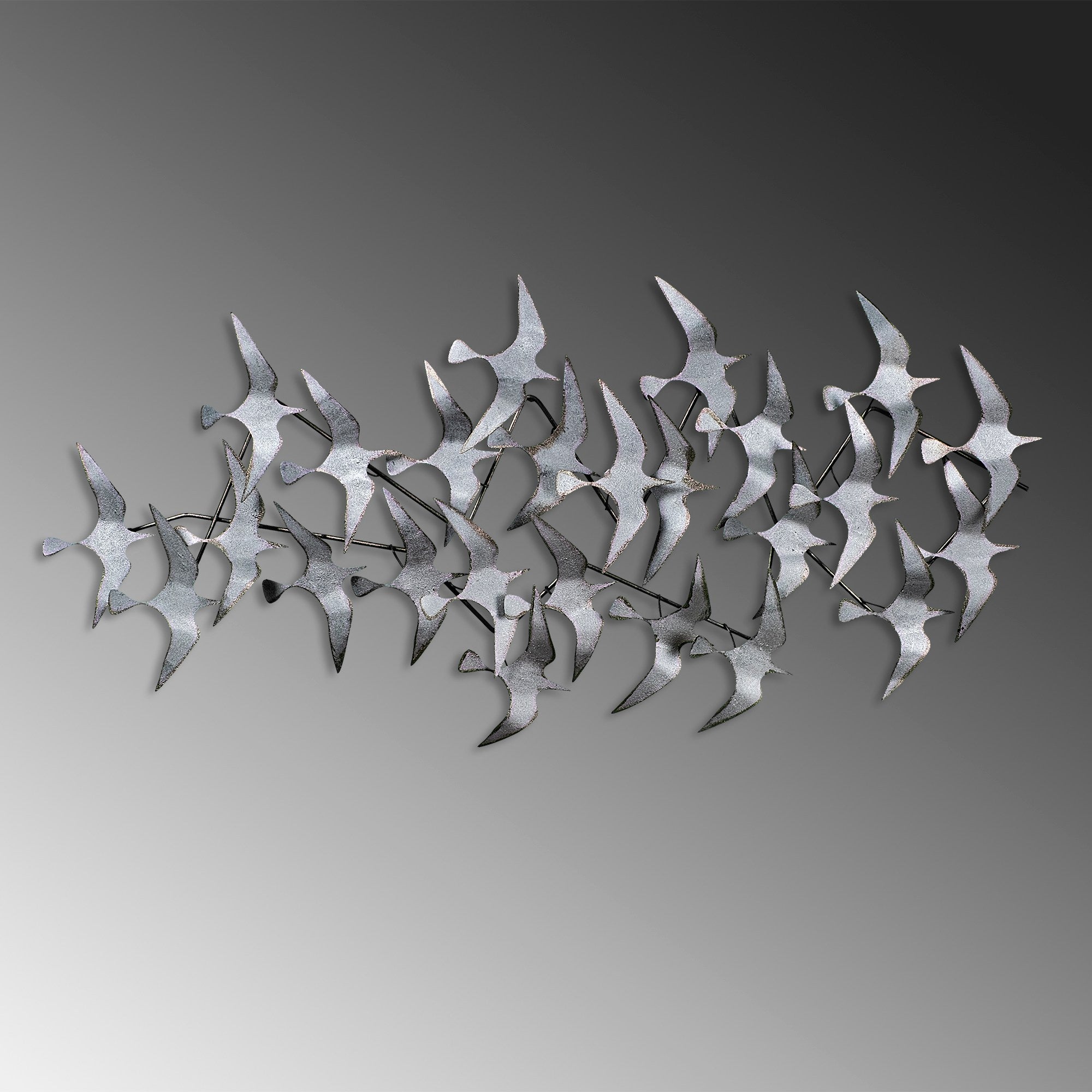 Arte de Parede Metálica Decorativa Martılar 3 - Acessório Multicolor Artesanal 59x124cm