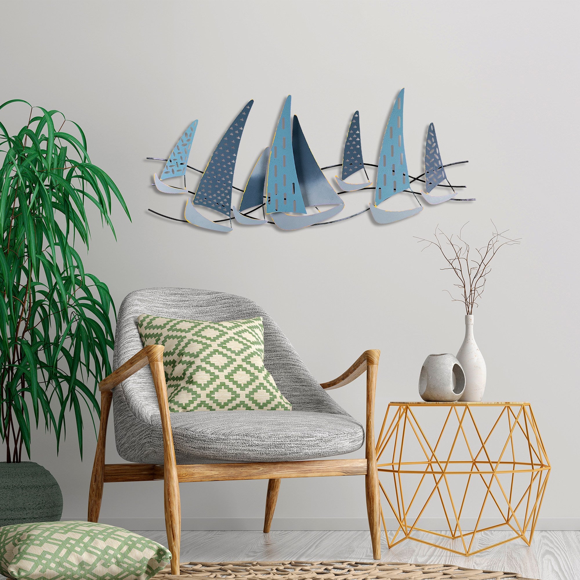 Acessório Decorativo de Parede Uskuna 3 - Metal Multicolor Artesanal 51x120cm