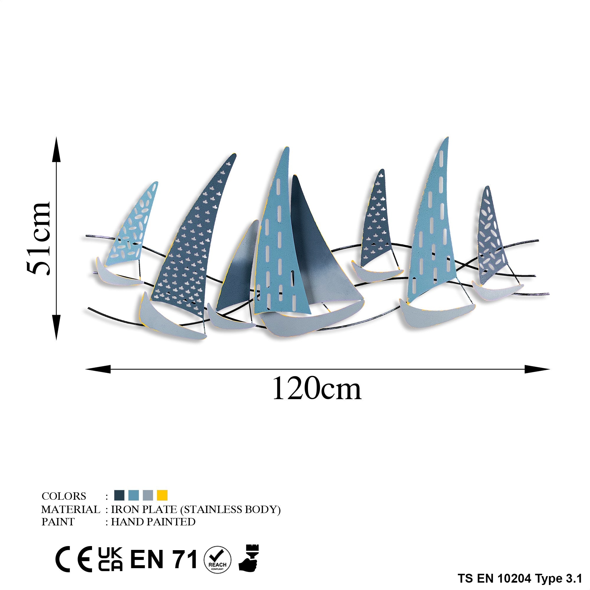 Acessório Decorativo de Parede Uskuna 3 - Metal Multicolor Artesanal 51x120cm