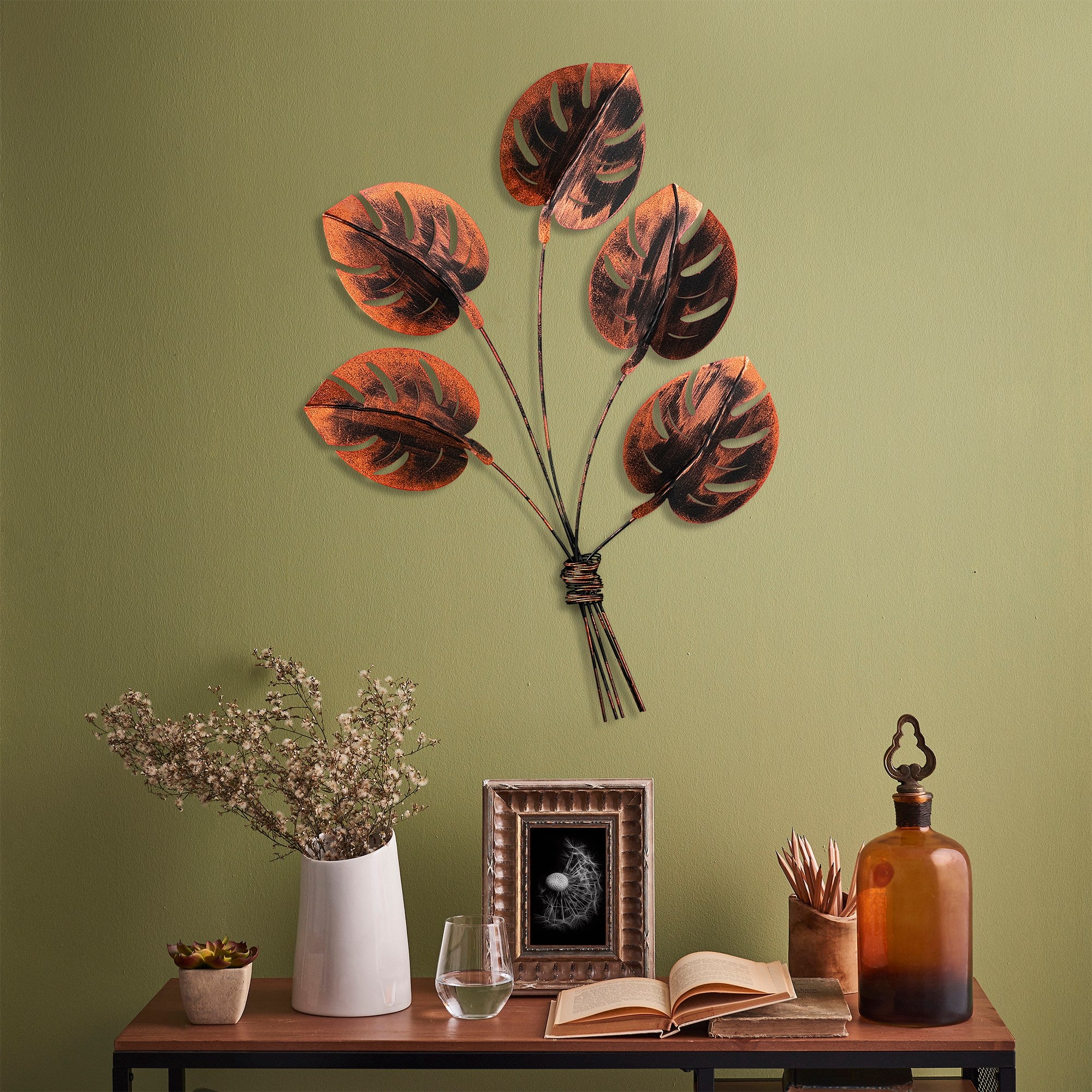 Monstera 2 - Acessório Decorativo de Parede em Metal Cobre - 74x94cm - Artesanal