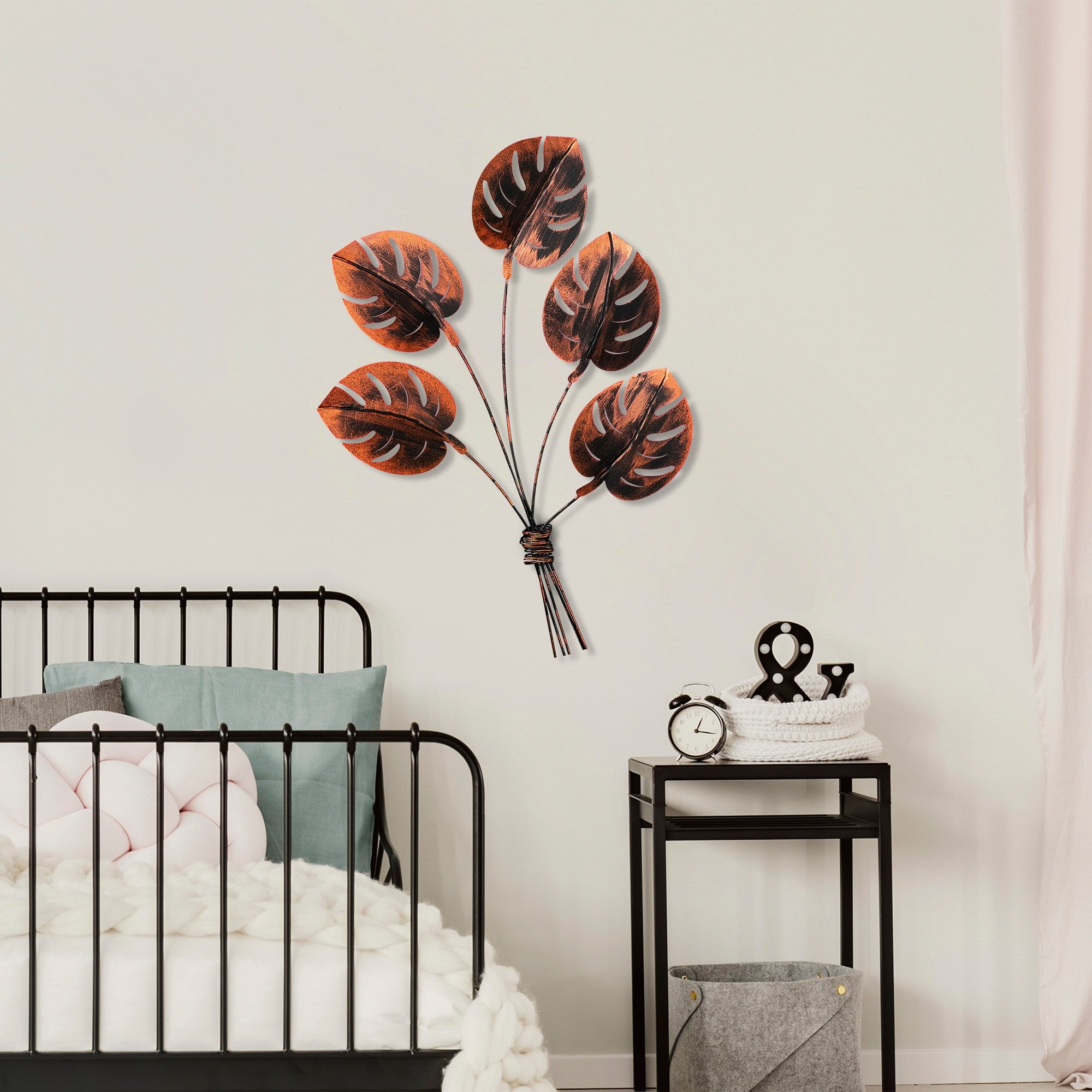 Monstera 2 - Acessório Decorativo de Parede em Metal Cobre - 74x94cm - Artesanal