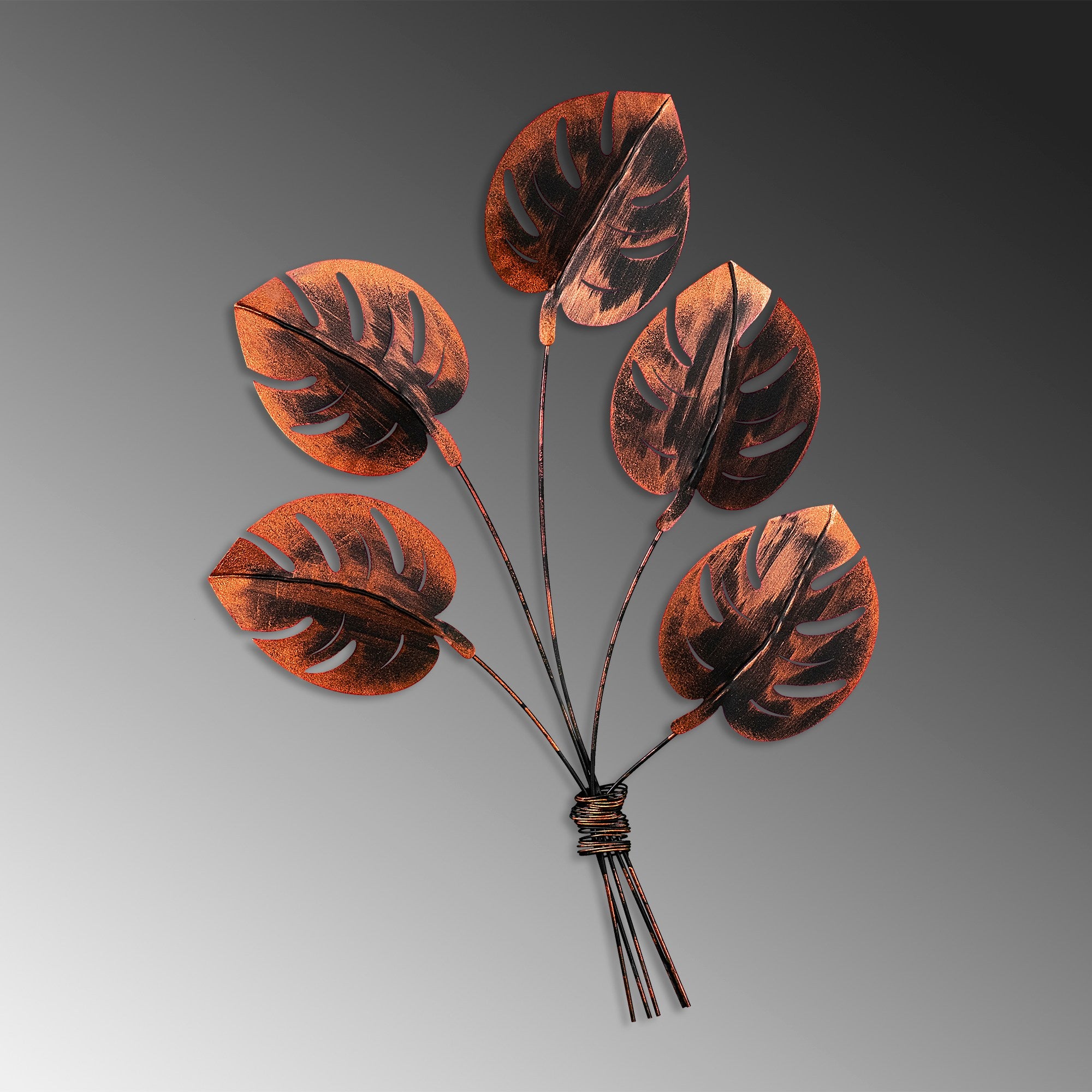 Monstera 2 - Acessório Decorativo de Parede em Metal Cobre - 74x94cm - Artesanal