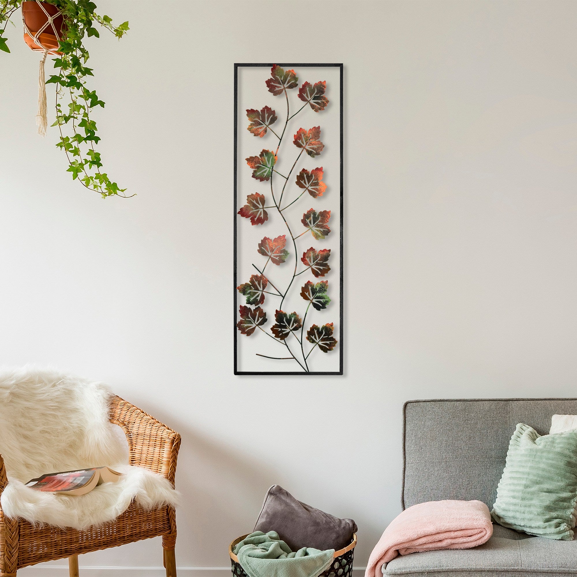 Acessório Decorativo de Parede Platane 2 - Metal Multicolor Artesanal 32x90cm