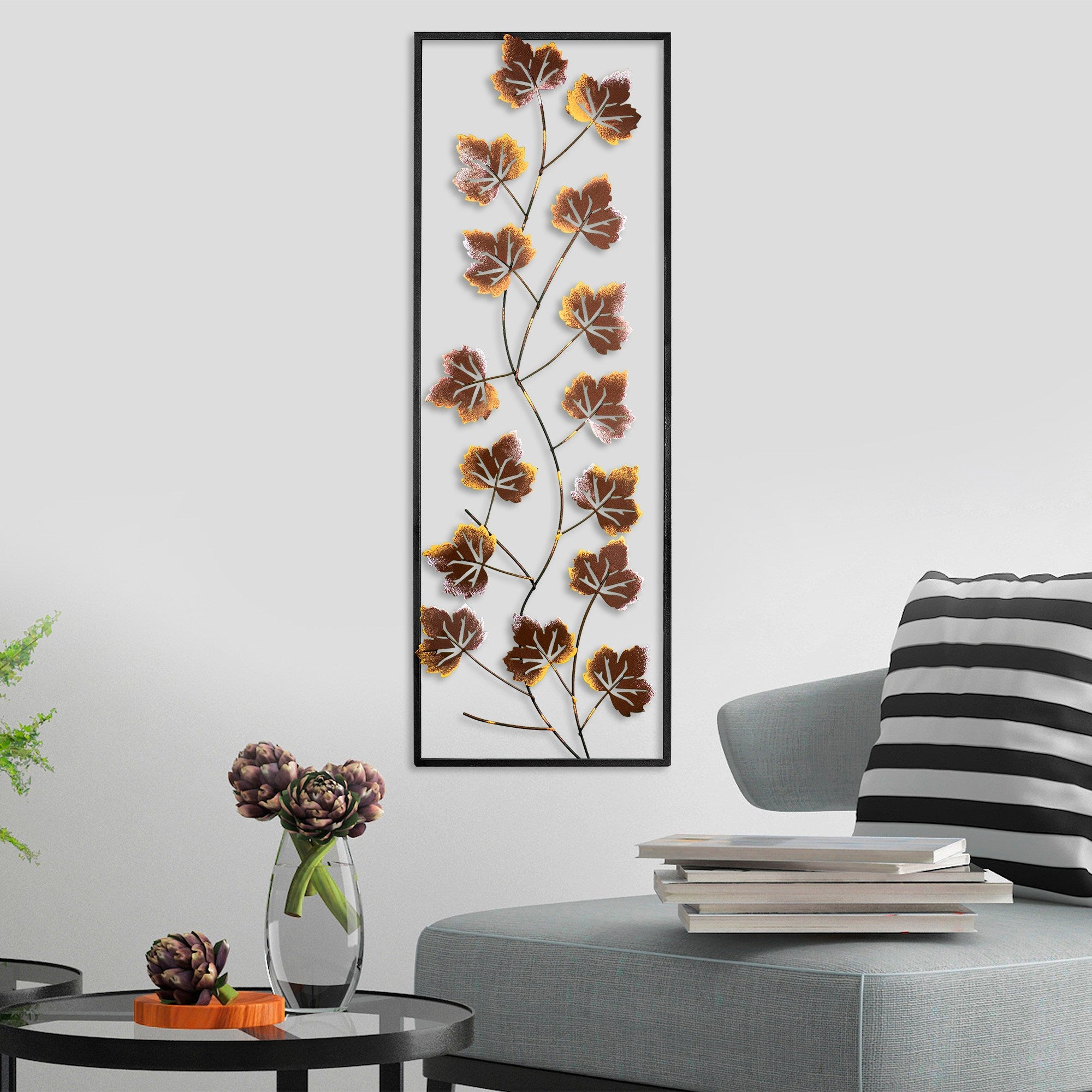 Acessório Decorativo de Parede Platane 3 - Metal Multicolor Artesanal 32x90cm
