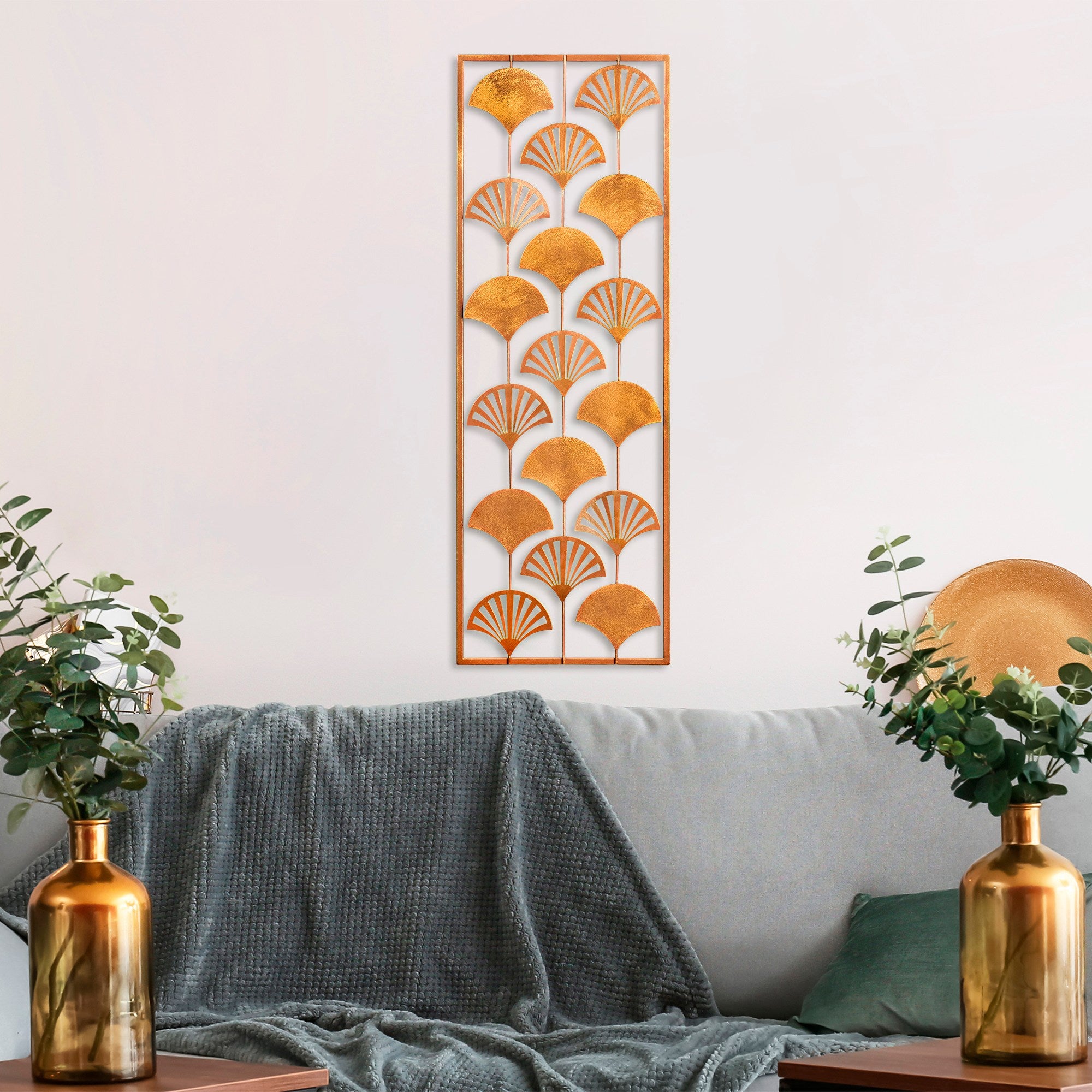 Ventilador Decorativo de Parede em Metal Multicolor - Acessório Artesanal 32x90cm