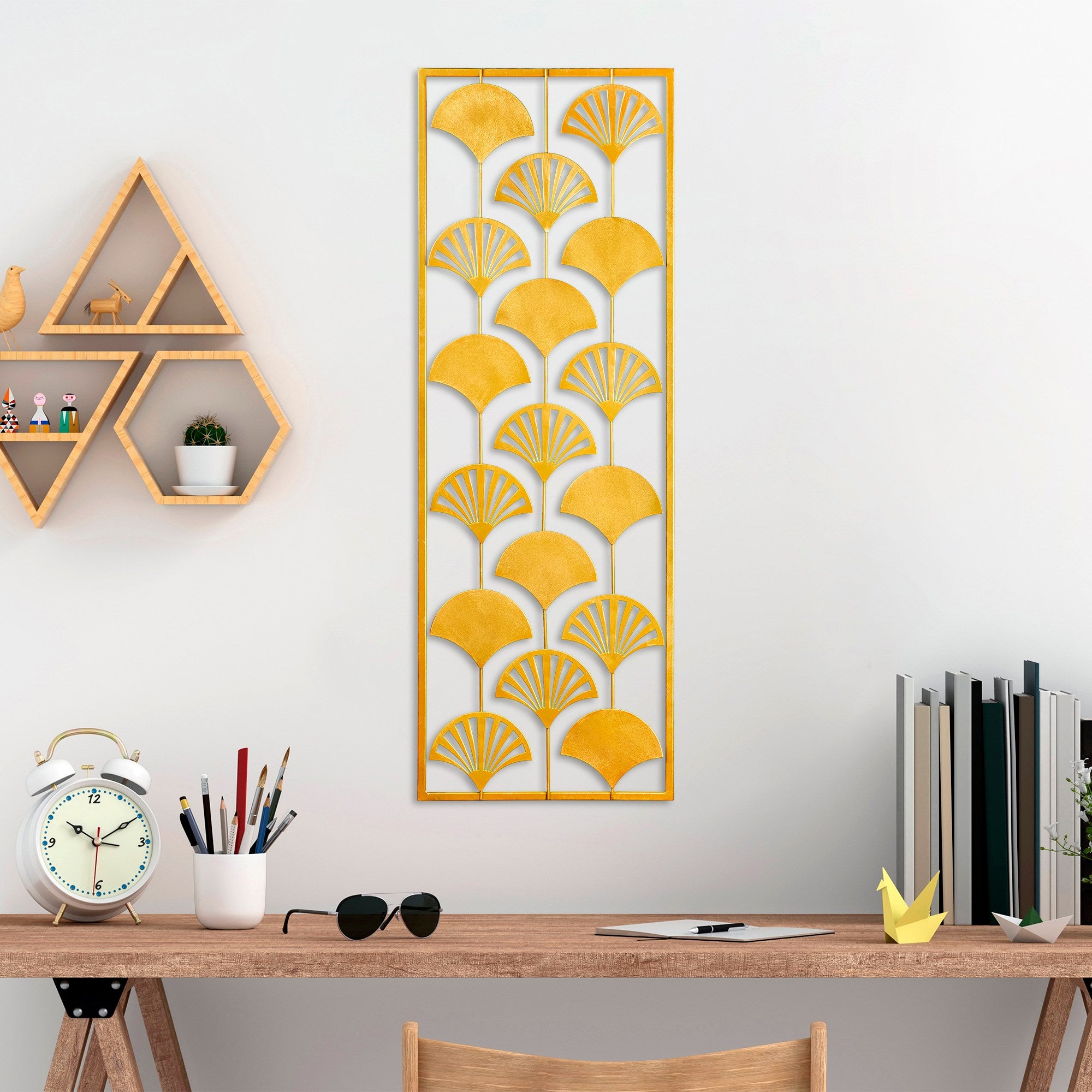 Ventilador Decorativo de Parede em Metal Multicolor - Acessório Artesanal 32x90cm