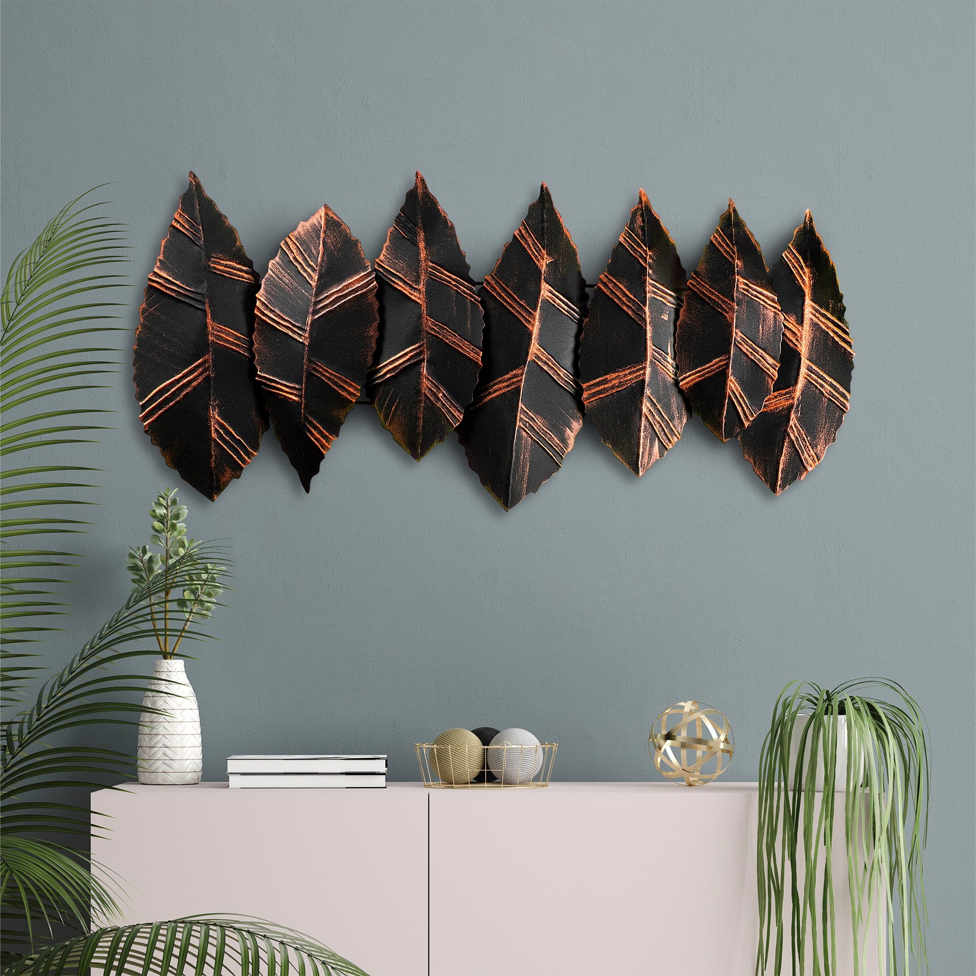 Acessório Decorativo de Parede Hornbeam 2 - Metal Multicolor Artesanal 52x114cm