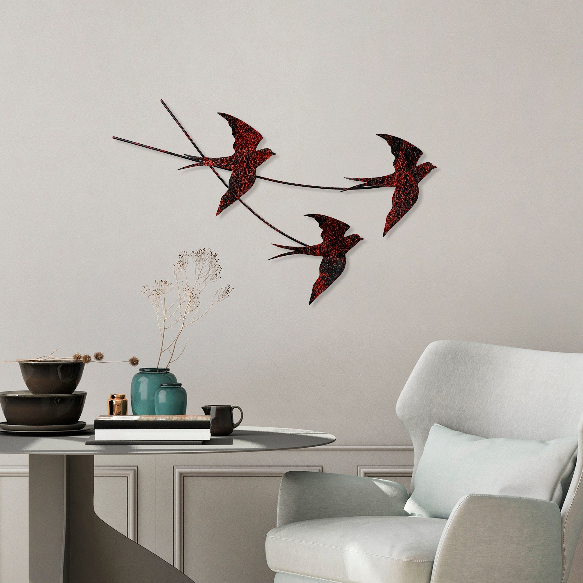 Acessório de parede decorativo de metal feito à mão, 42 x 70 cm | 100% metal (1,5 mm) | Design exclusivo pintado à mão, perfeito para decoração de casa e amantes da arte