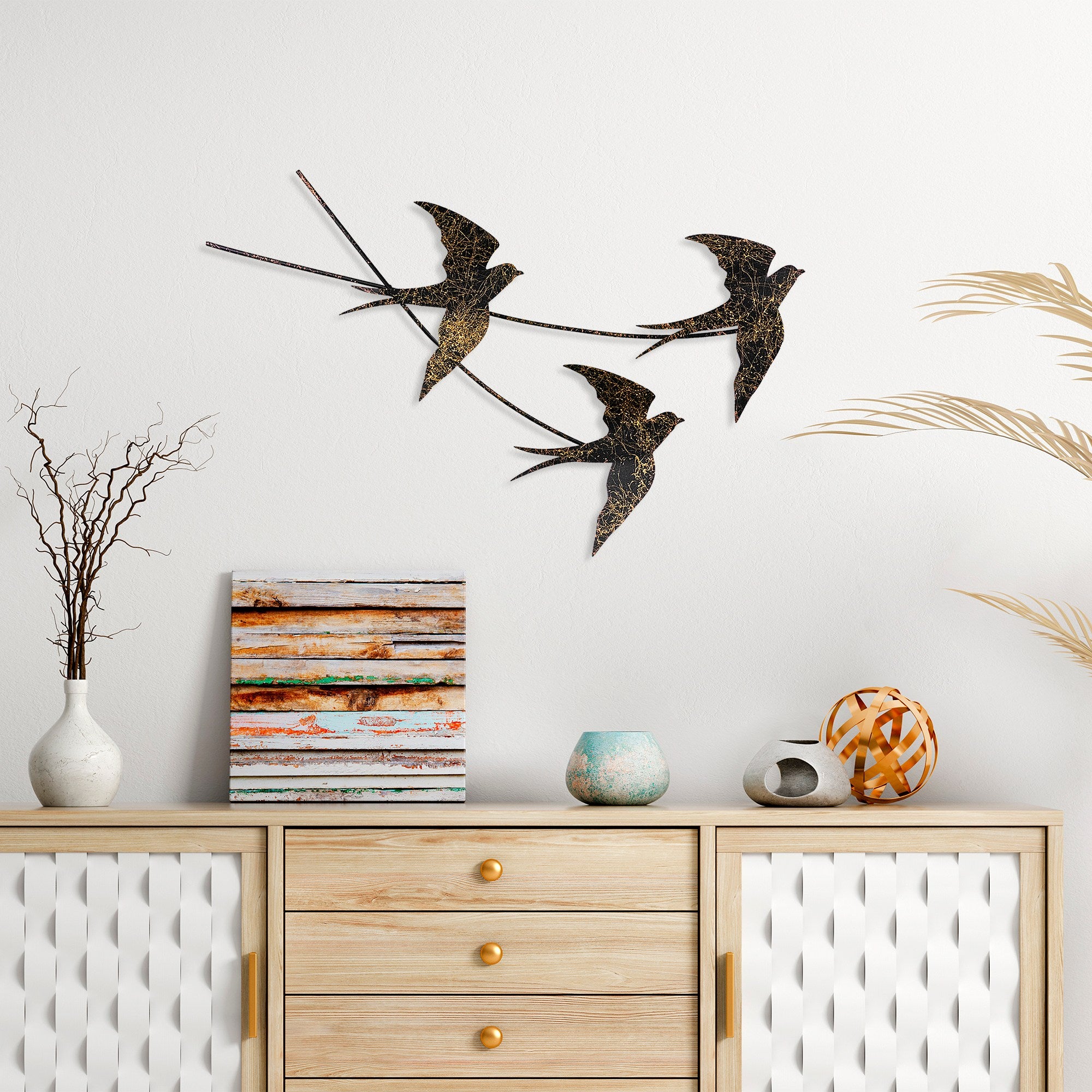 Acessório de parede decorativo de metal feito à mão, 42 x 70 cm | 100% metal (1,5 mm) | Design exclusivo pintado à mão, perfeito para decoração de casa e amantes da arte