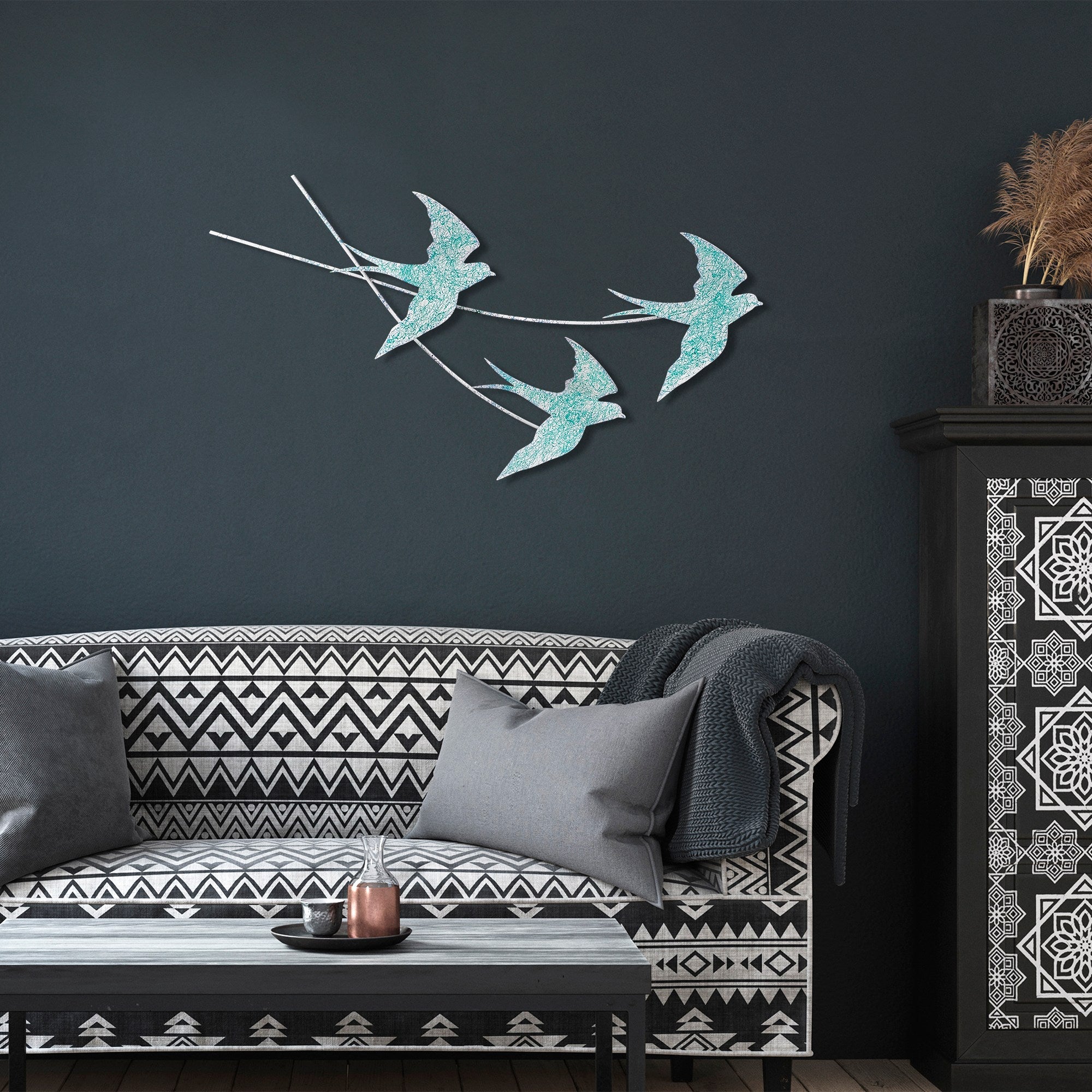 Acessório de parede decorativo de metal feito à mão, 42 x 70 cm | 100% metal (1,5 mm) | Design exclusivo pintado à mão, perfeito para decoração de casa e amantes da arte