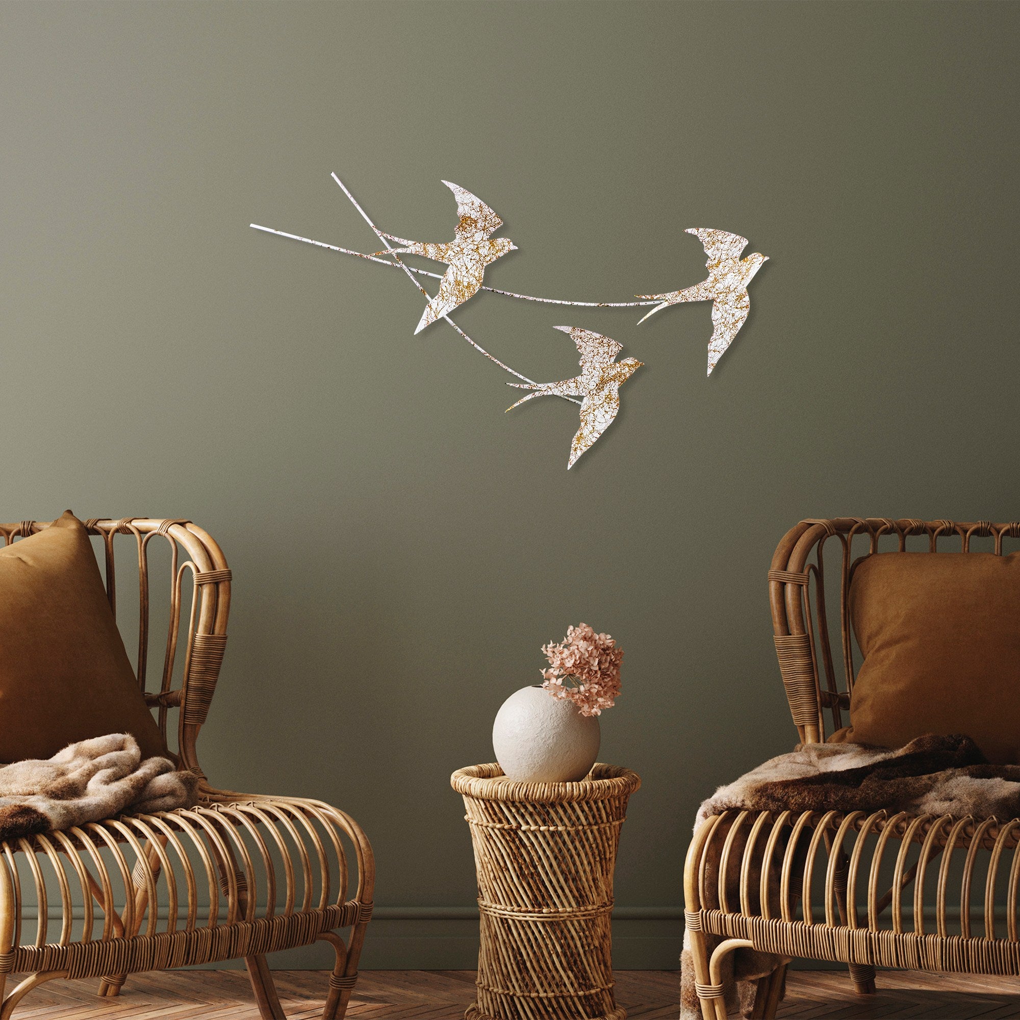 Acessório de parede decorativo de metal feito à mão, 42 x 70 cm | 100% metal (1,5 mm) | Design exclusivo pintado à mão, perfeito para decoração de casa e amantes da arte