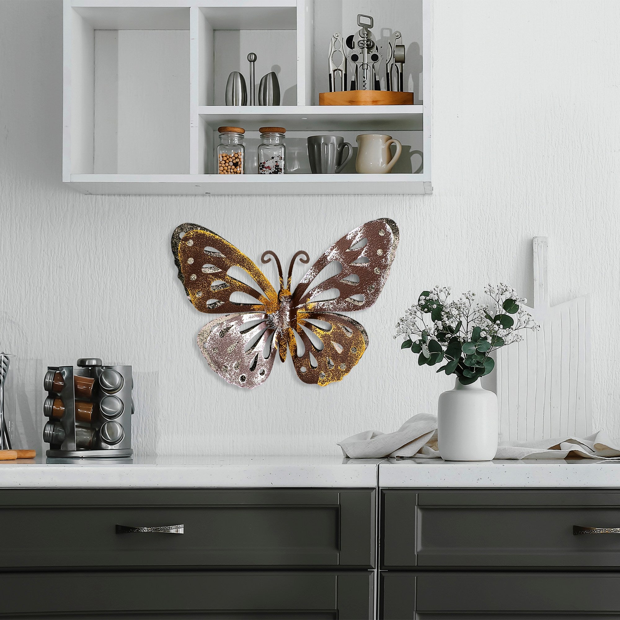 Acessório de parede decorativo de metal feito à mão, 22 x 29 cm | 100% metal (1,5 mm) | Design exclusivo pintado à mão, perfeito para decoração de casa e exibição de arte