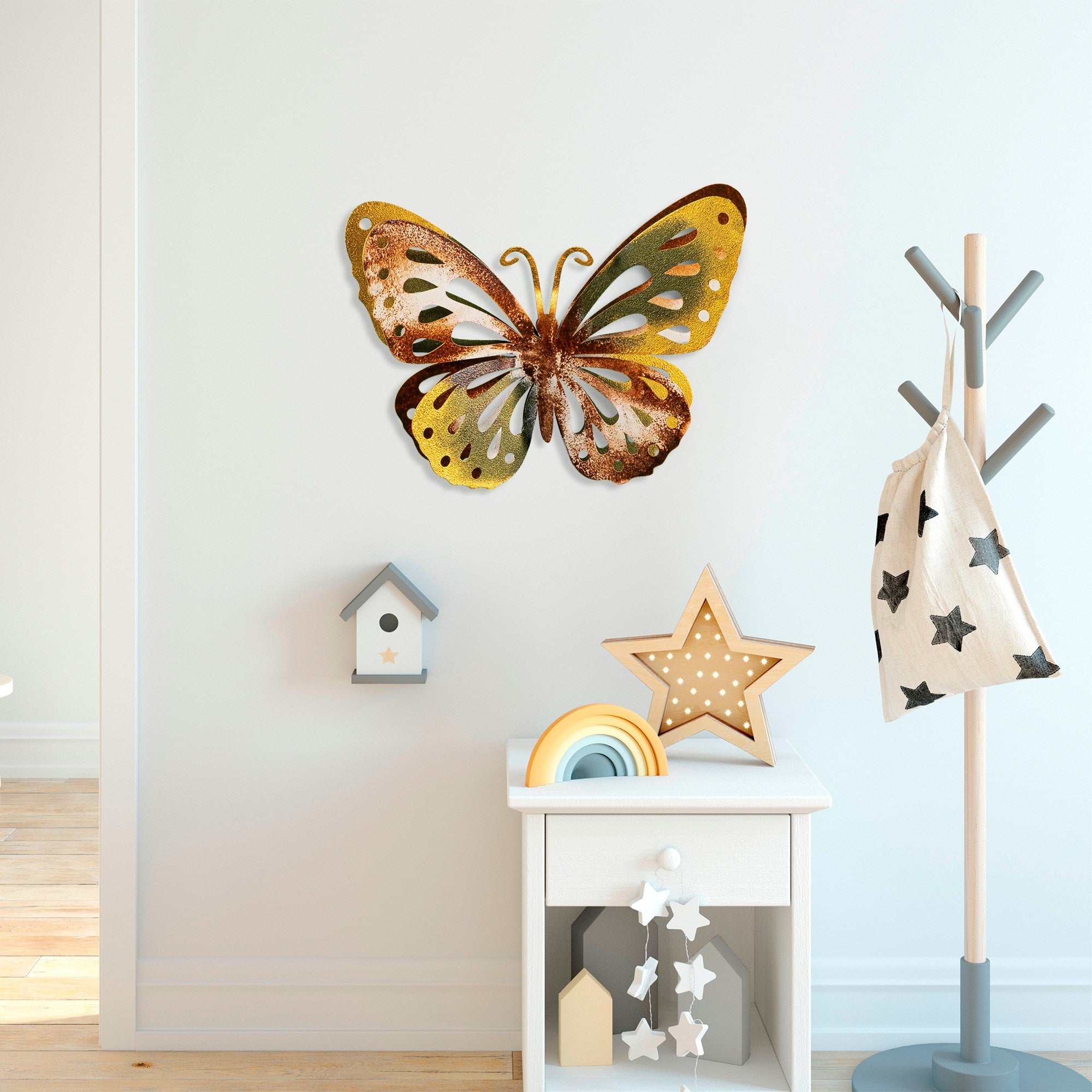 Acessório de parede decorativo de metal feito à mão, 29 x 22 cm | 100% metal (1,5 mm) | Design exclusivo pintado à mão, perfeito para decoração de casa e toque pessoal