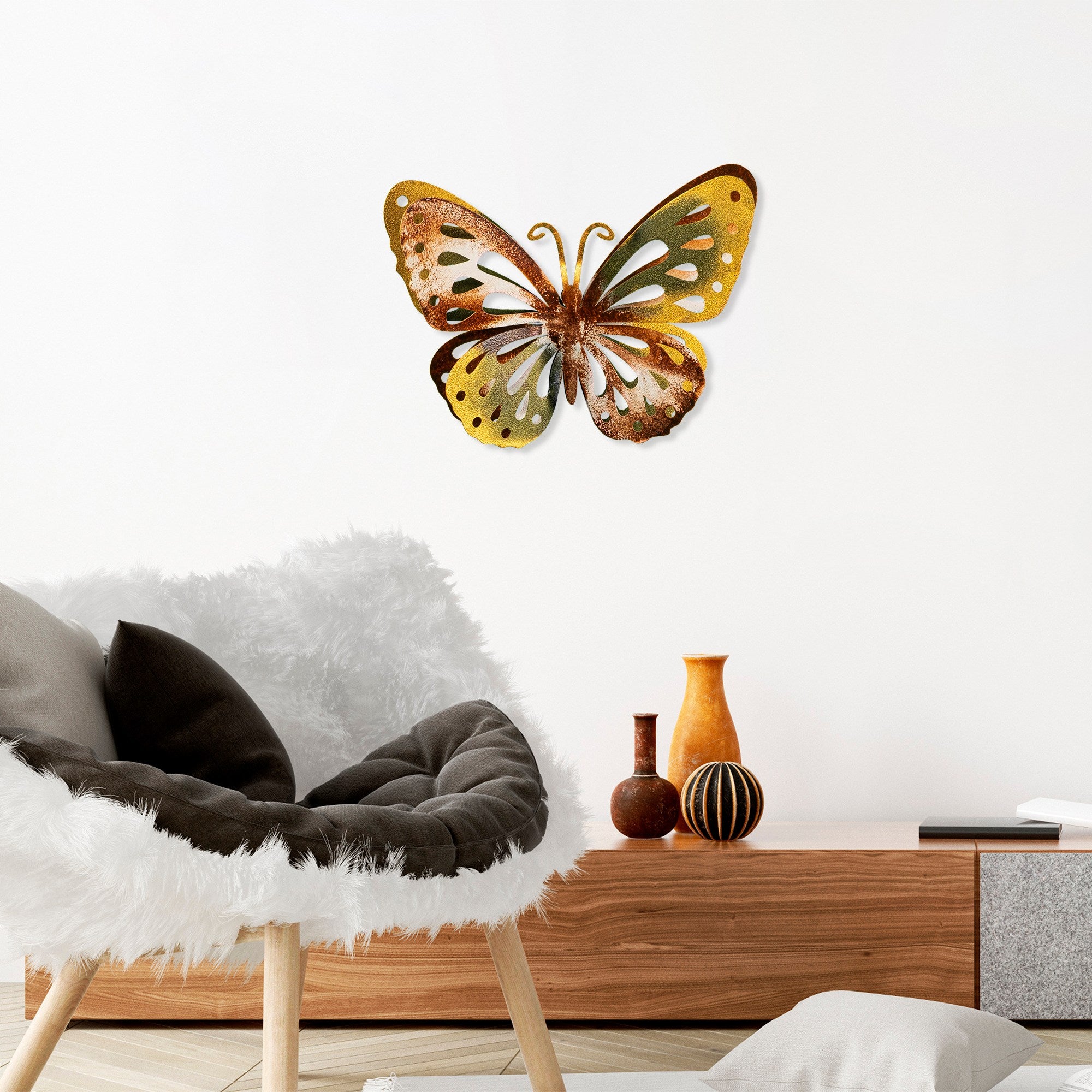 Acessório de parede decorativo de metal feito à mão, 29 x 22 cm | 100% metal (1,5 mm) | Design exclusivo pintado à mão, perfeito para decoração de casa e toque pessoal