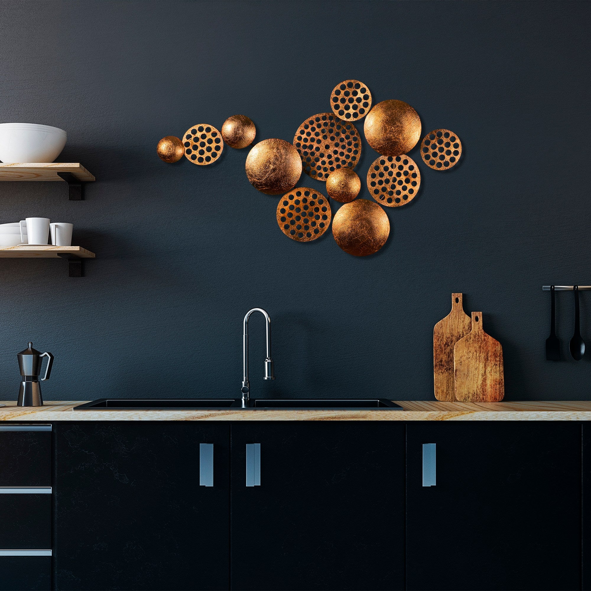 Acessório Decorativo de Parede Aurora 3 em Metal Cobre - Peça Artesanal 45x82cm