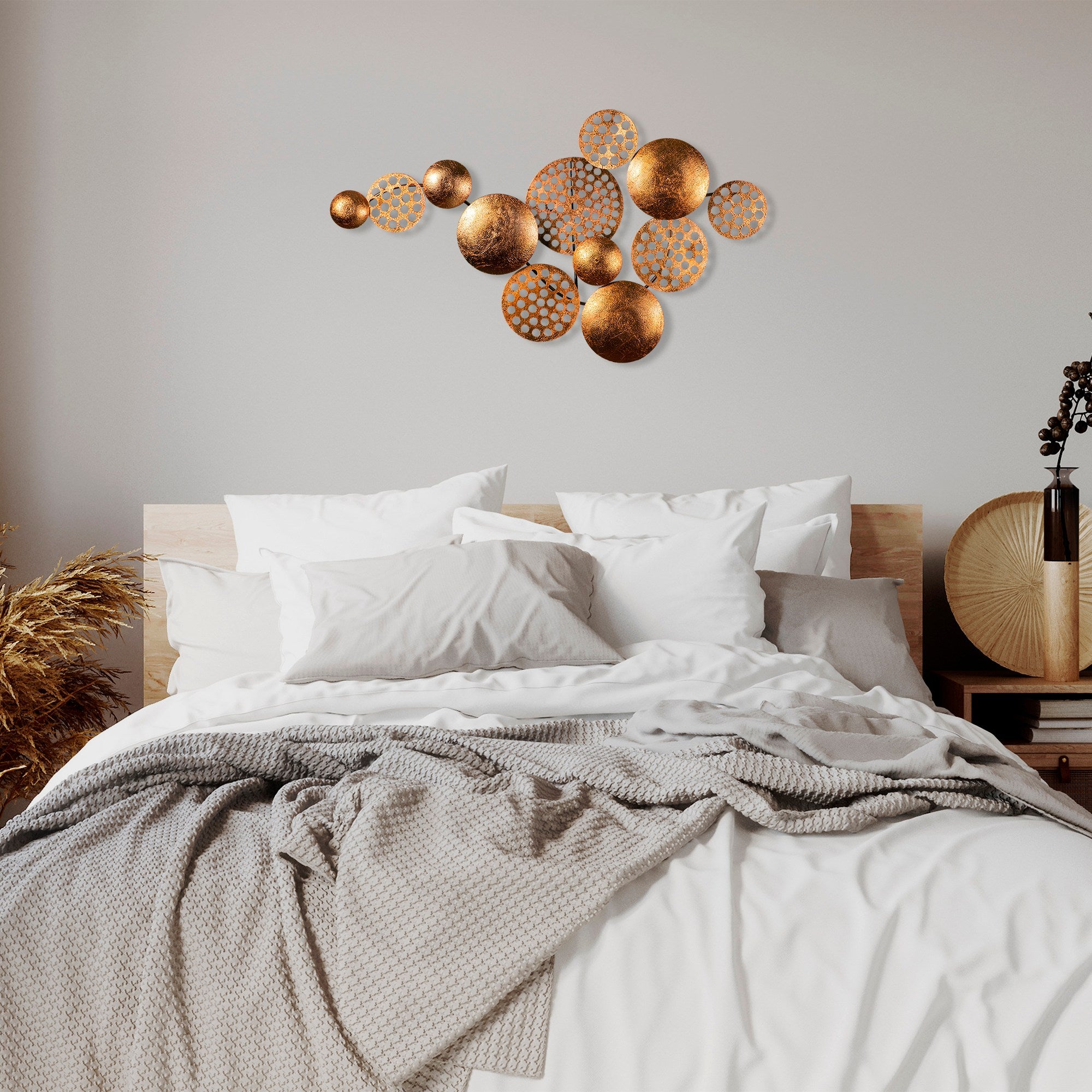 Acessório Decorativo de Parede Aurora 3 em Metal Cobre - Peça Artesanal 45x82cm