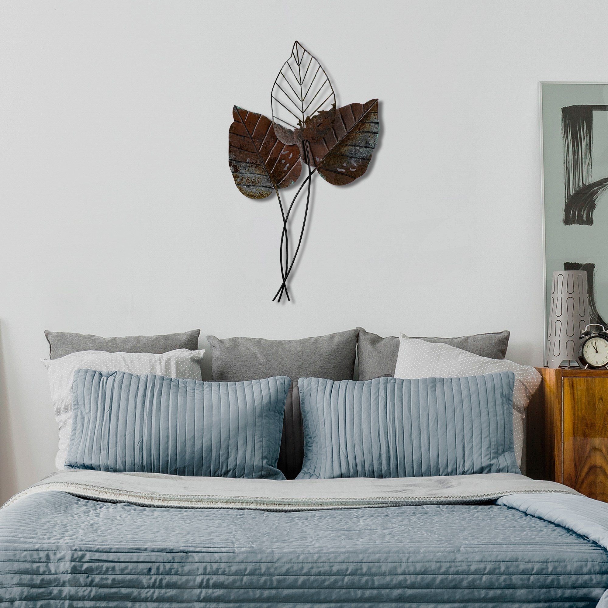 Acessório de parede decorativo – 45 x 85 cm – castanho – metal