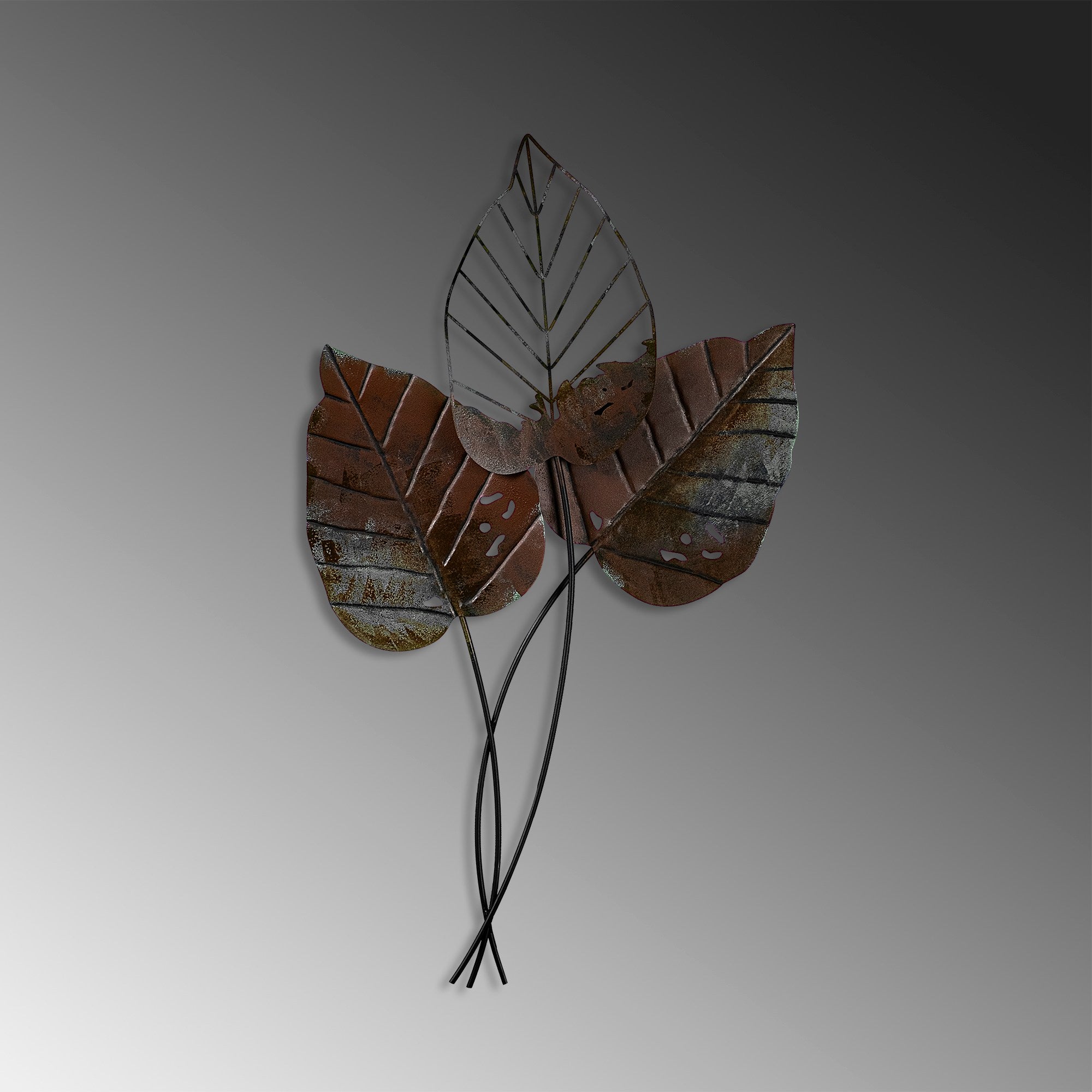 Acessório de parede decorativo – 45 x 85 cm – castanho – metal