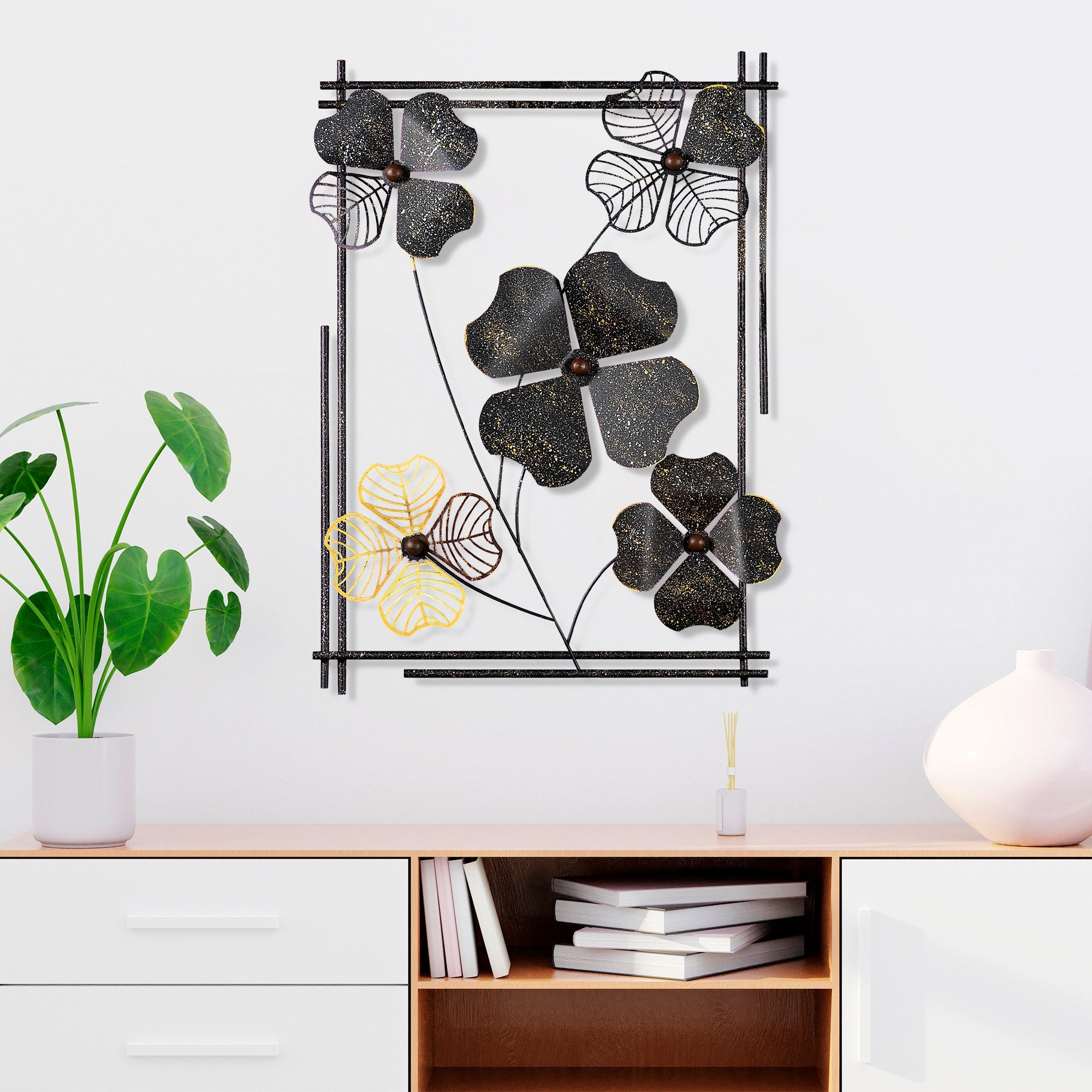 Arte de Parede Metálica Decorativa Multicolor Zouping 2 - Peça Artesanal 50x70cm para Decoração de Interiores