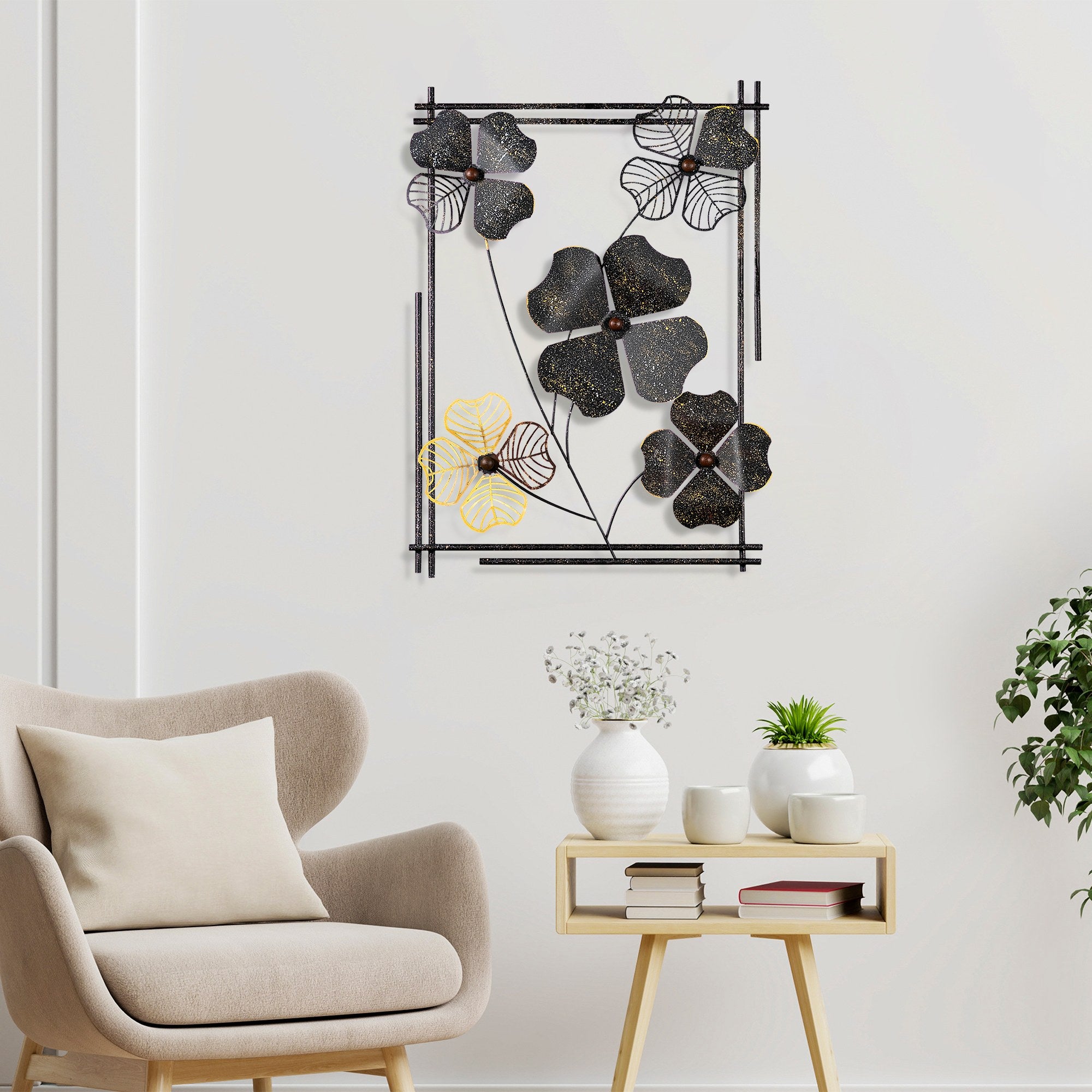 Arte de Parede Metálica Decorativa Multicolor Zouping 2 - Peça Artesanal 50x70cm para Decoração de Interiores