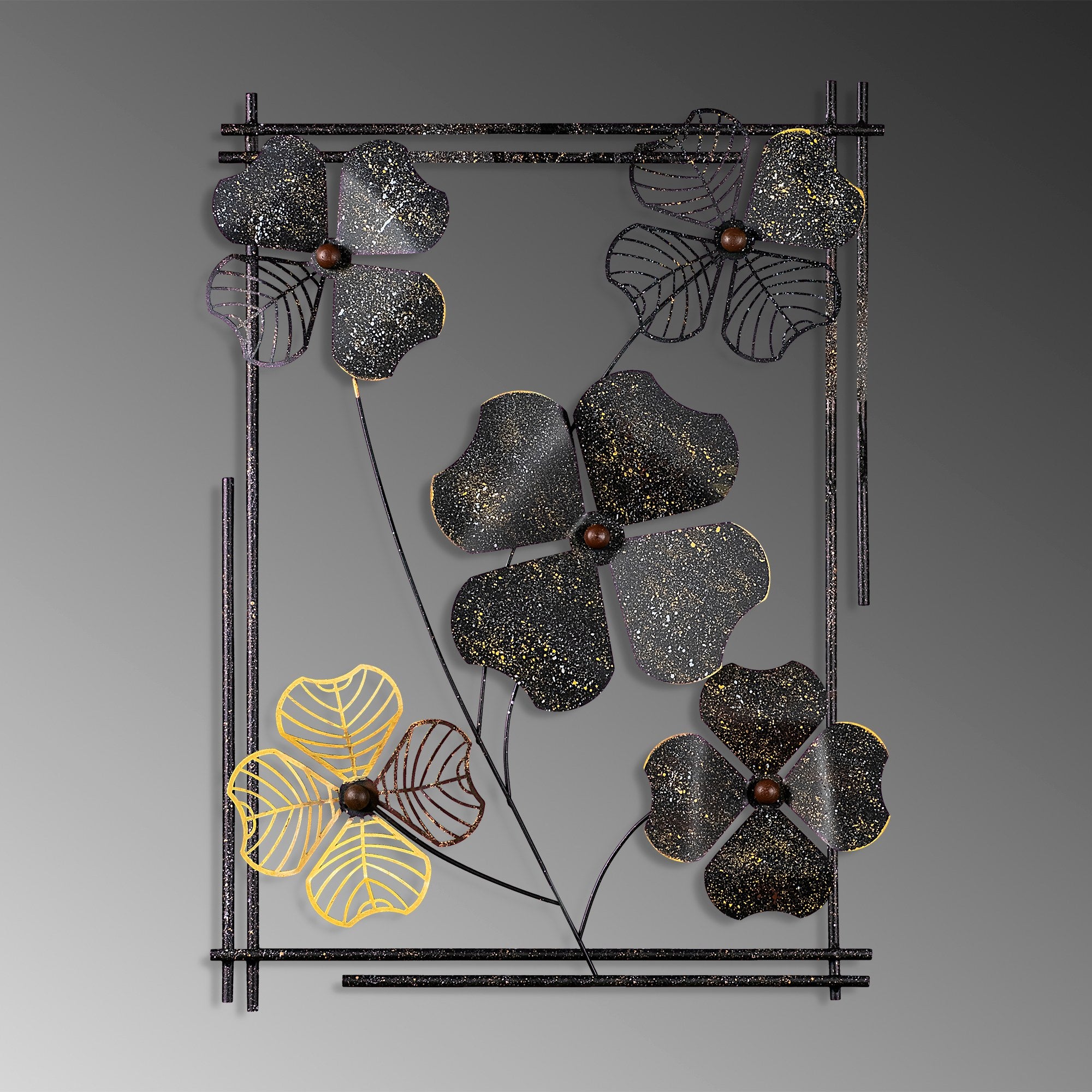 Arte de Parede Metálica Decorativa Multicolor Zouping 2 - Peça Artesanal 50x70cm para Decoração de Interiores