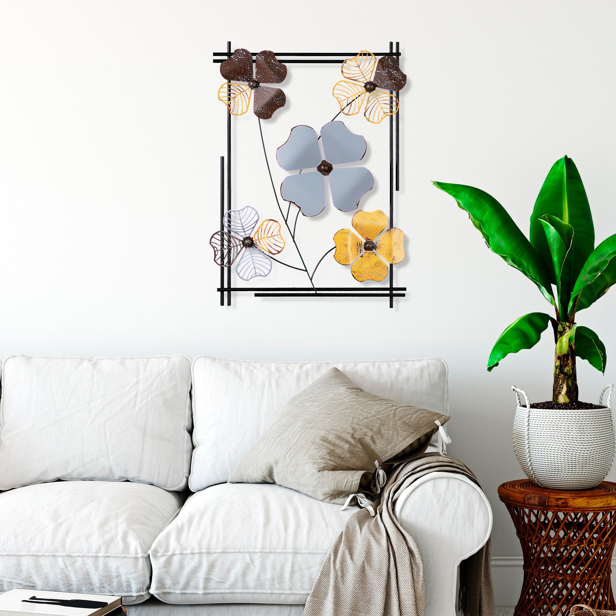 Arte de Parede Metálica Decorativa Multicolor Zouping 3 - Peça Artesanal 50x70cm para Decoração de Interiores