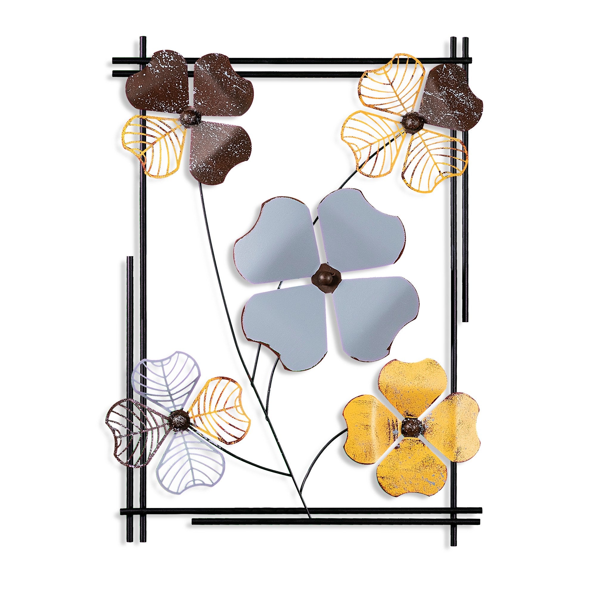 Arte de Parede Metálica Decorativa Multicolor Zouping 3 - Peça Artesanal 50x70cm para Decoração de Interiores