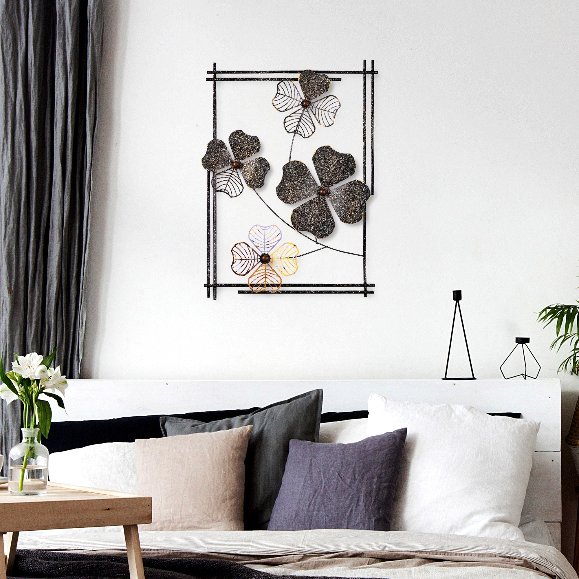 Arte de Parede Metálica Decorativa Multicolor Weinan 2 - Peça Artesanal 50x70cm para Decoração de Interiores