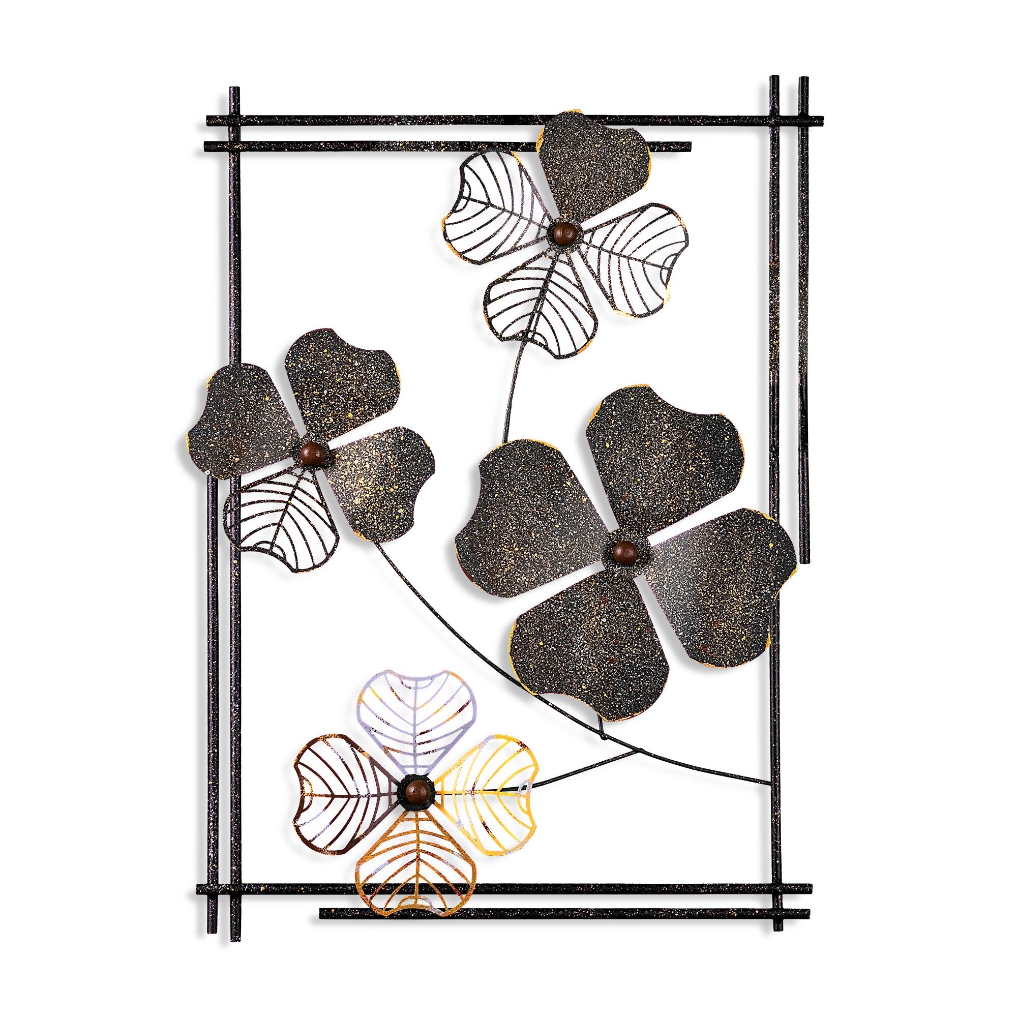 Arte de Parede Metálica Decorativa Multicolor Weinan 2 - Peça Artesanal 50x70cm para Decoração de Interiores