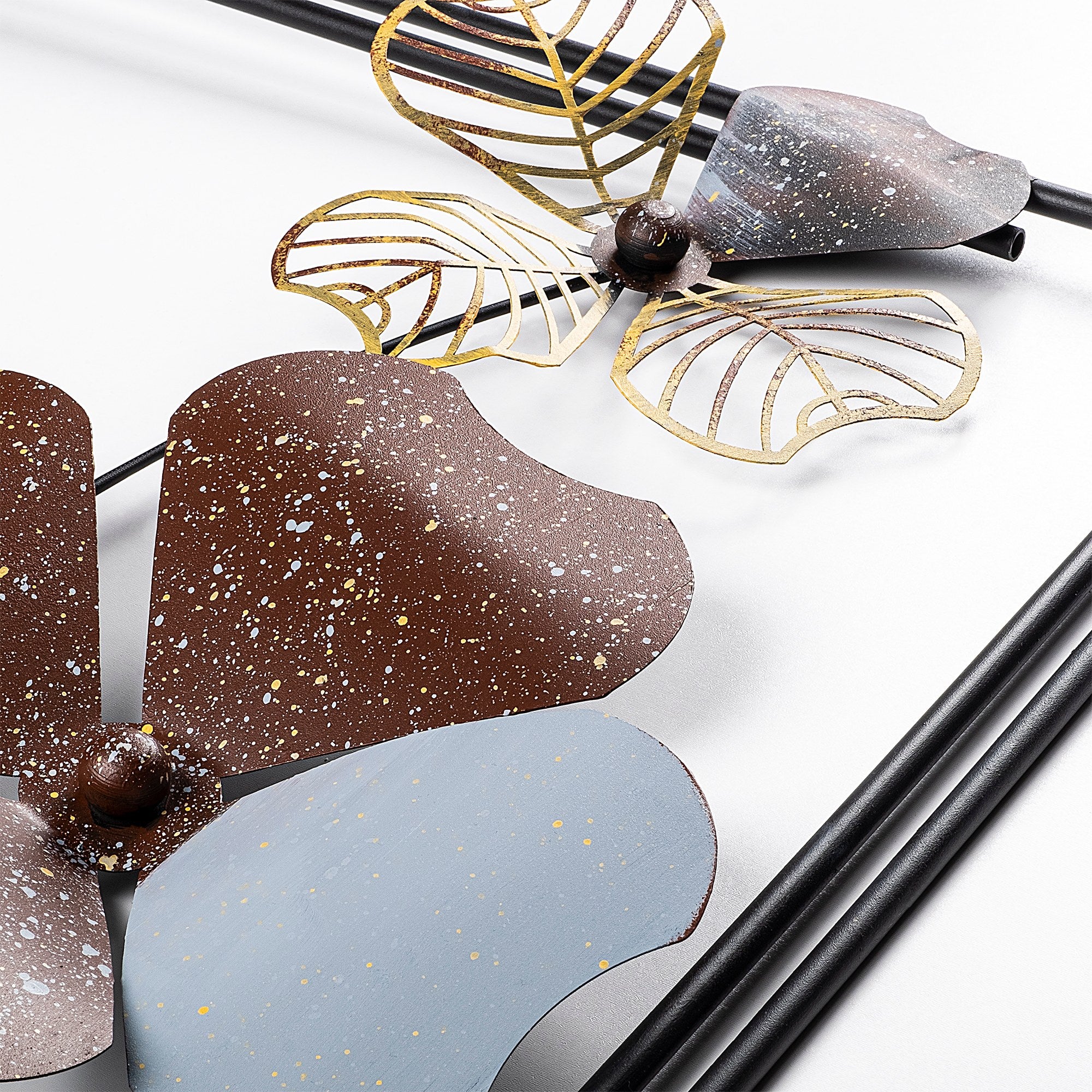 Arte de Parede Metálica Decorativa Multicolor Weinan 3 - Peça Artesanal 50x70cm para Decoração de Interiores