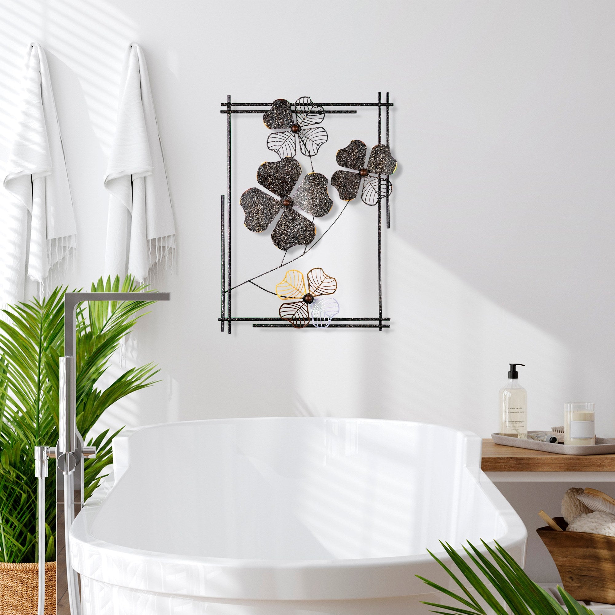 Arte de Parede Metálica Decorativa Shannan 2 Multicolor - Peça Artesanal 50x70cm para Decoração de Interiores