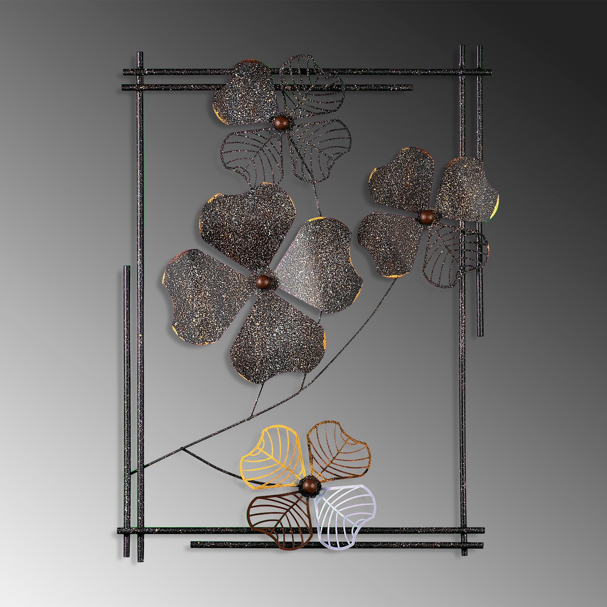 Arte de Parede Metálica Decorativa Shannan 2 Multicolor - Peça Artesanal 50x70cm para Decoração de Interiores