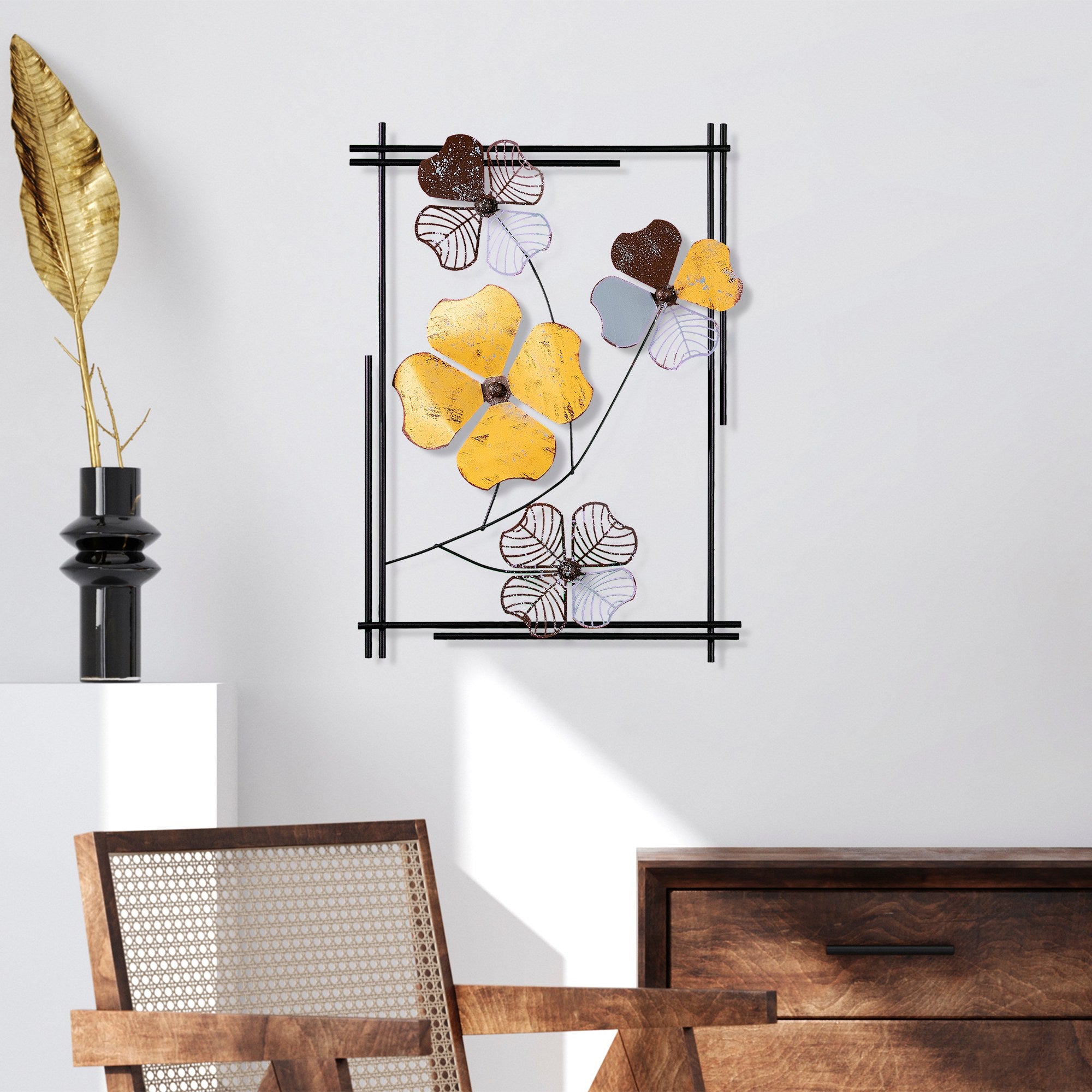 Arte de Parede Metálica Decorativa Shannan 3 Multicolor - Peça Artesanal 50x70cm para Decoração de Interiores