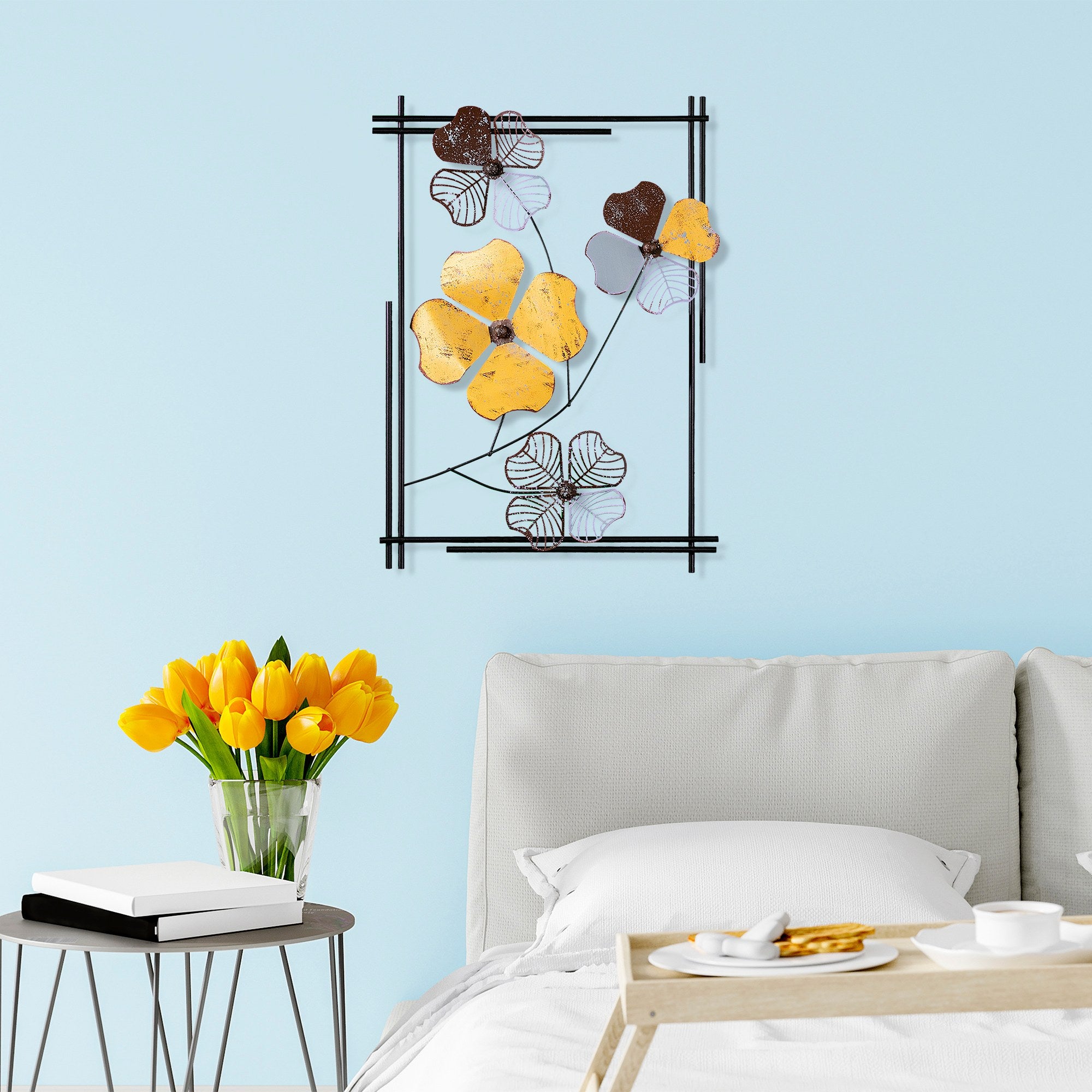 Arte de Parede Metálica Decorativa Shannan 3 Multicolor - Peça Artesanal 50x70cm para Decoração de Interiores