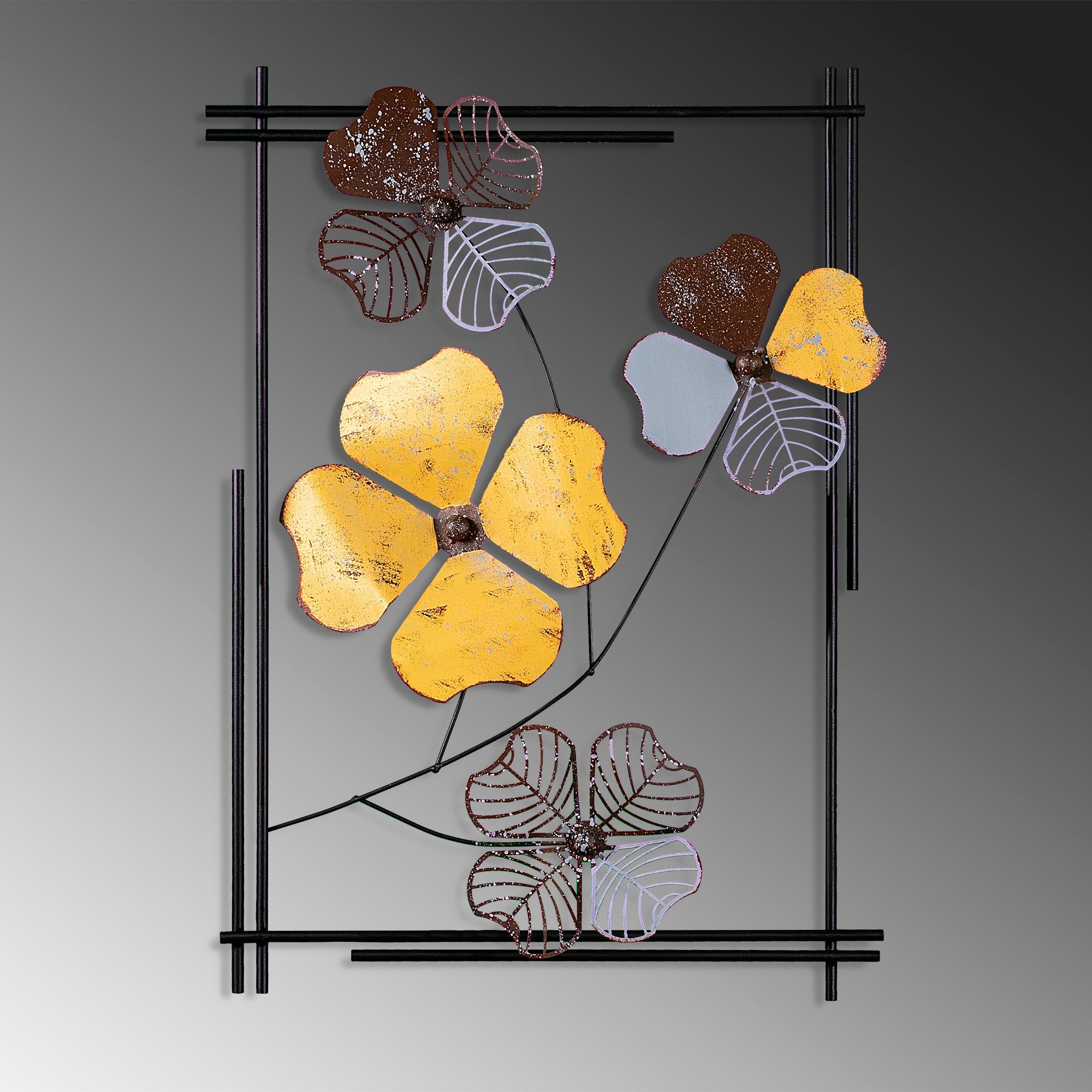 Arte de Parede Metálica Decorativa Shannan 3 Multicolor - Peça Artesanal 50x70cm para Decoração de Interiores