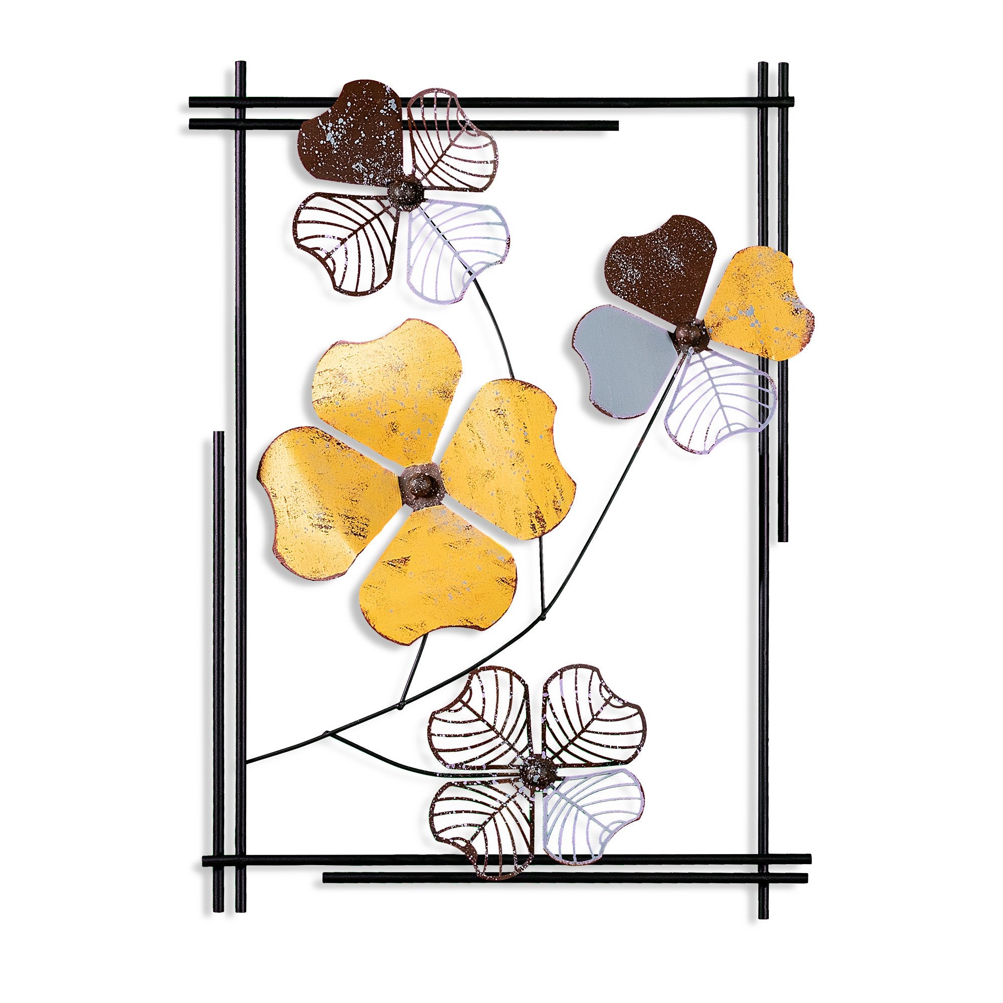 Arte de Parede Metálica Decorativa Shannan 3 Multicolor - Peça Artesanal 50x70cm para Decoração de Interiores