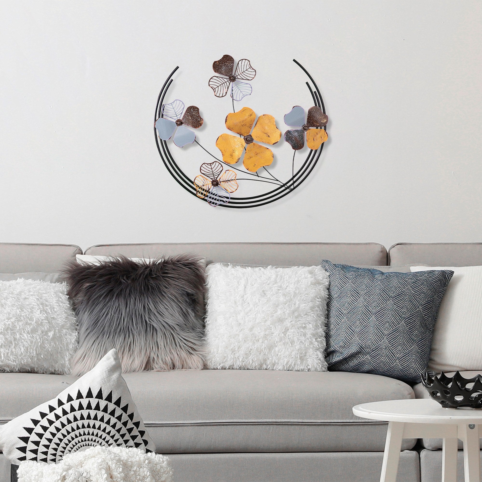 Arte de Parede Metálica Haiyang 2 - Decoração Multicolor Artesanal 70x62cm