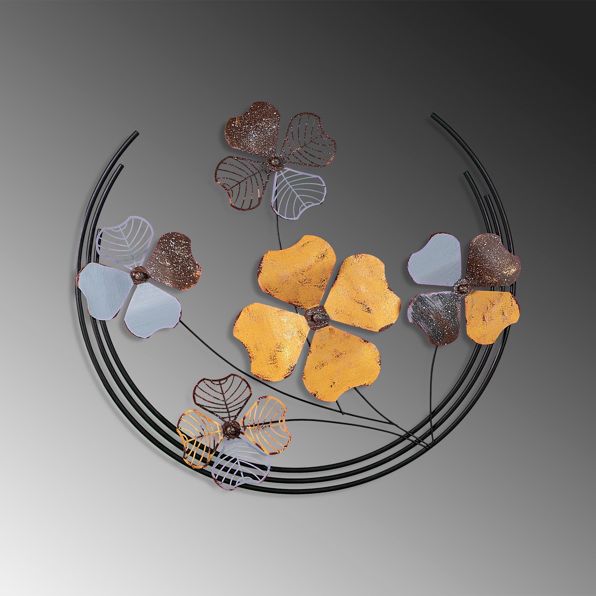 Arte de Parede Metálica Haiyang 2 - Decoração Multicolor Artesanal 70x62cm