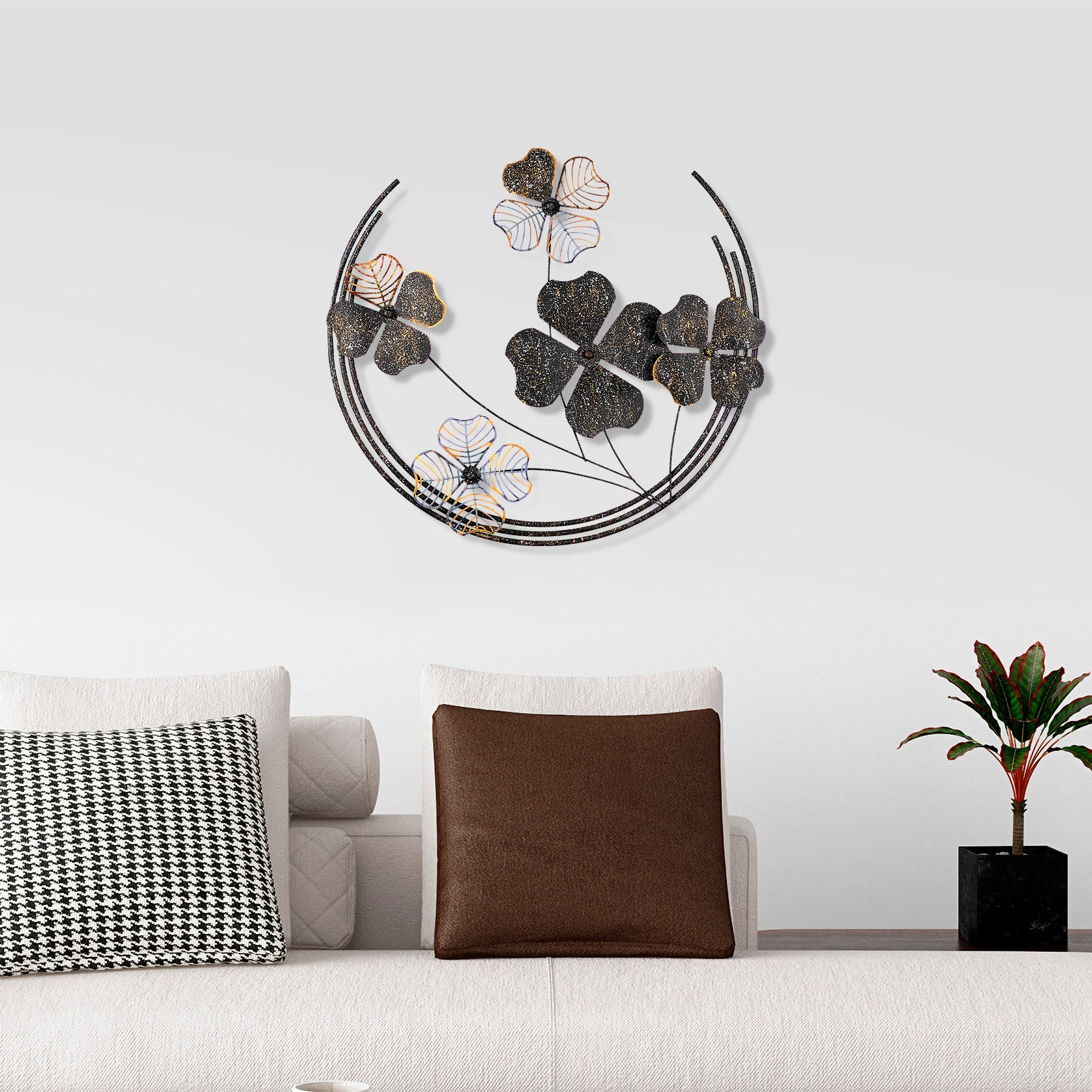 Arte de Parede Metálica Haiyang 3 - Decoração Multicolor Artesanal 70x62cm para Pendurar