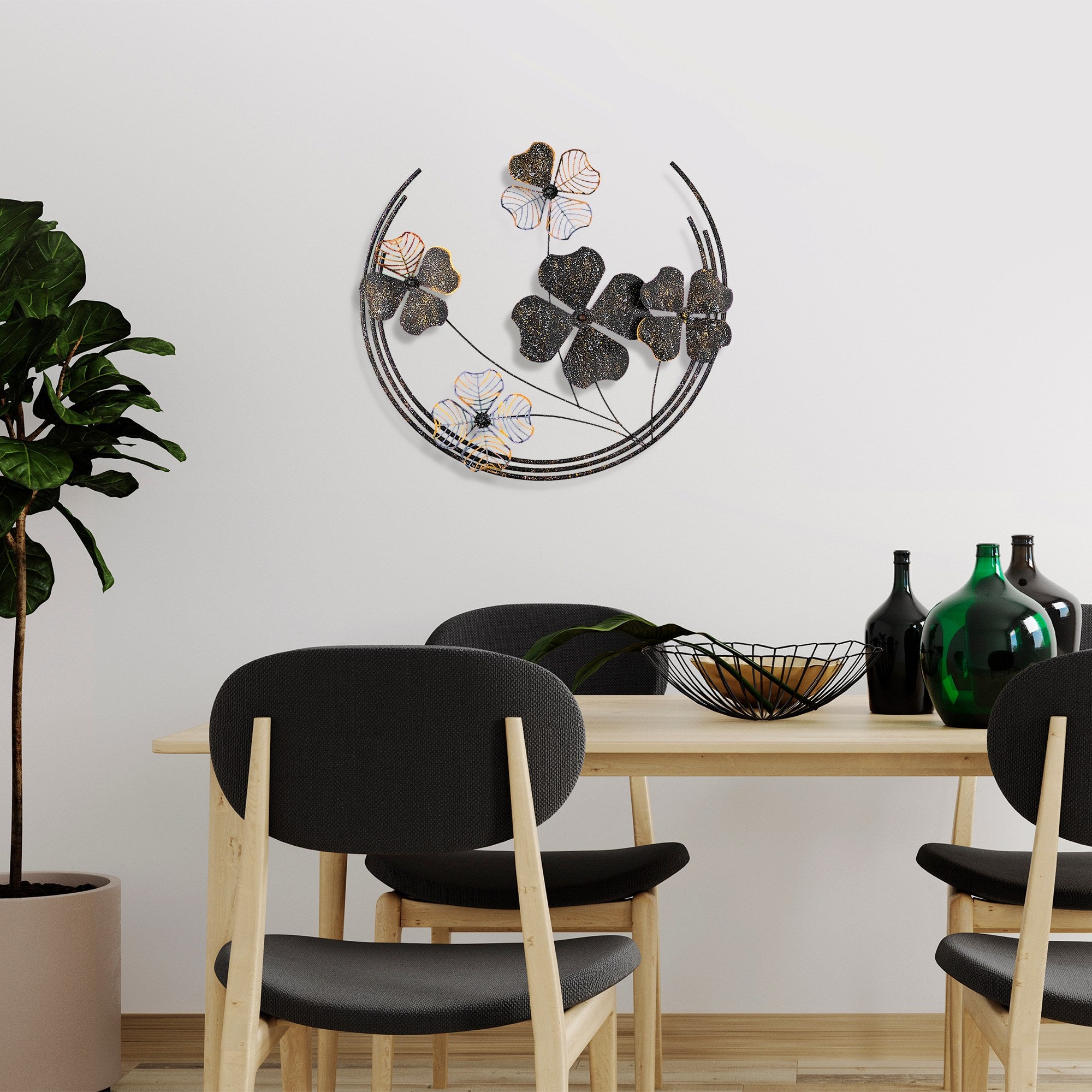 Arte de Parede Metálica Haiyang 3 - Decoração Multicolor Artesanal 70x62cm para Pendurar