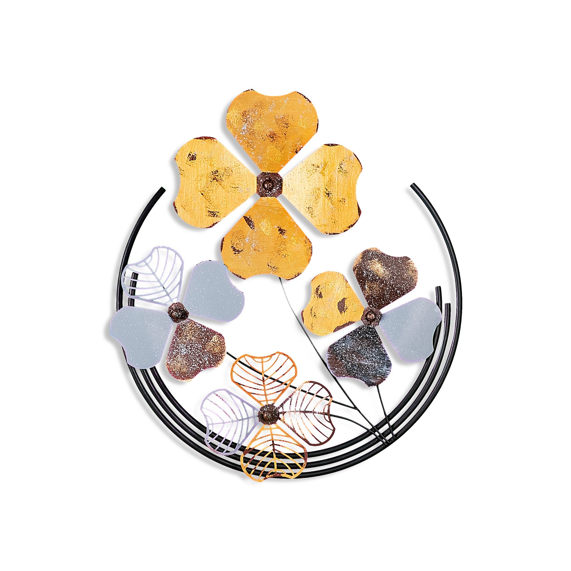 Arte de Parede Metálica Decorativa Shihezi 2 - Peça Artesanal Multicolor 50x50cm para Decoração de Interiores