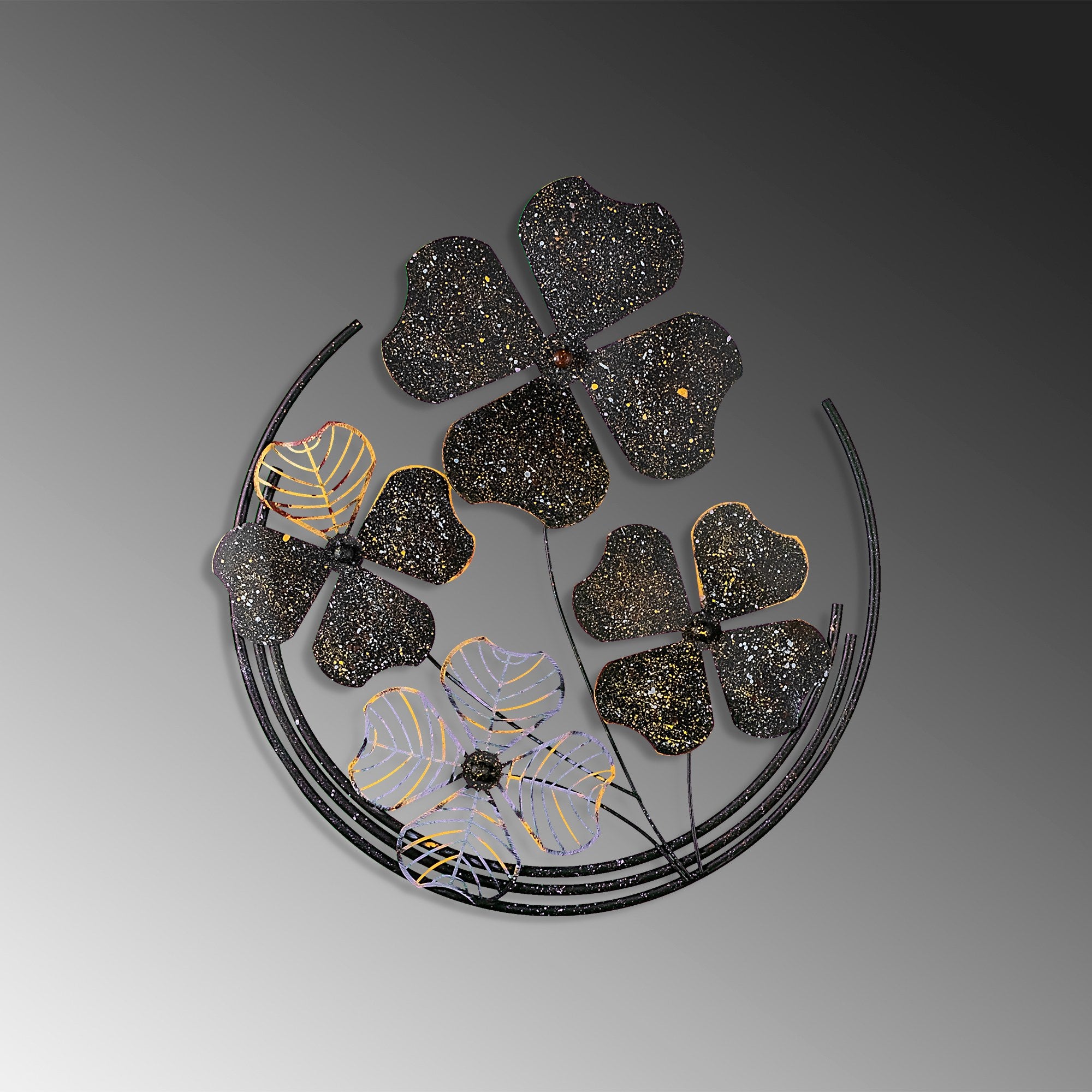 Arte de Parede Metálica Decorativa Shihezi 3 - Peça Artesanal Multicolor 50x50cm para Decoração de Interiores