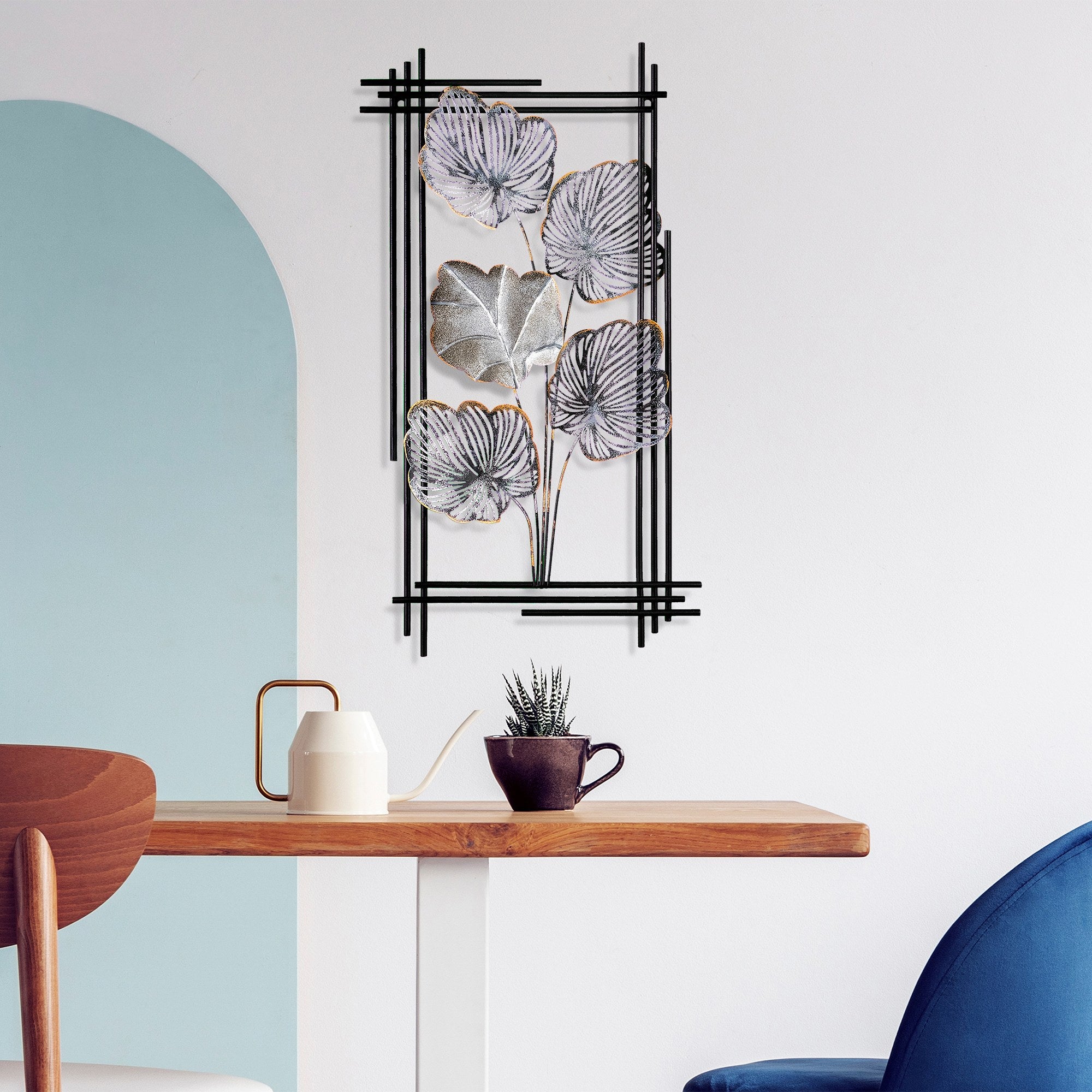 Arte de Parede Metálica Daiyu 2 - Acessório Decorativo Multicolor Artesanal 48x87cm