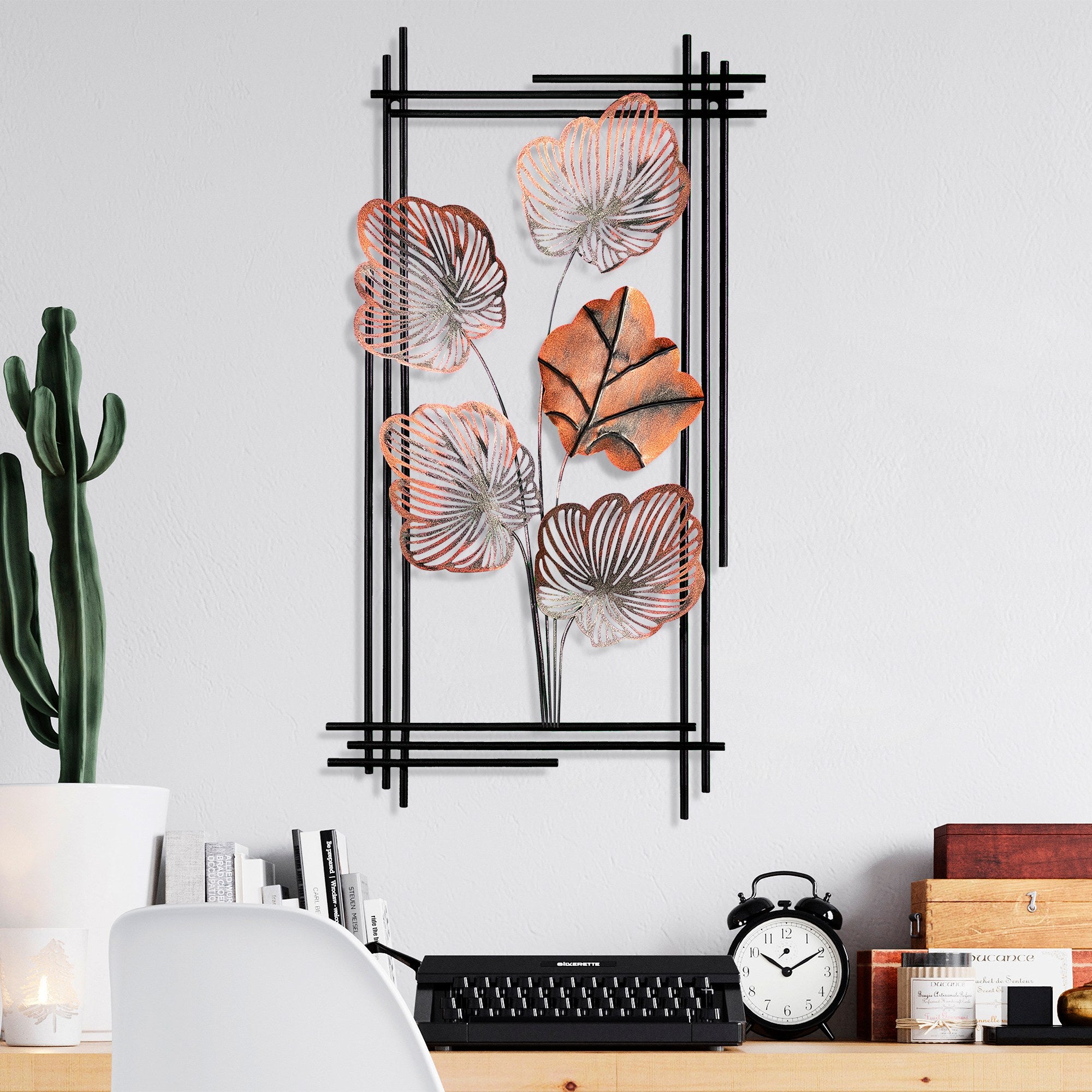 Arte de Parede Metálica Daiyu 4 Multicolor - Acessório Decorativo Artesanal 48x87cm